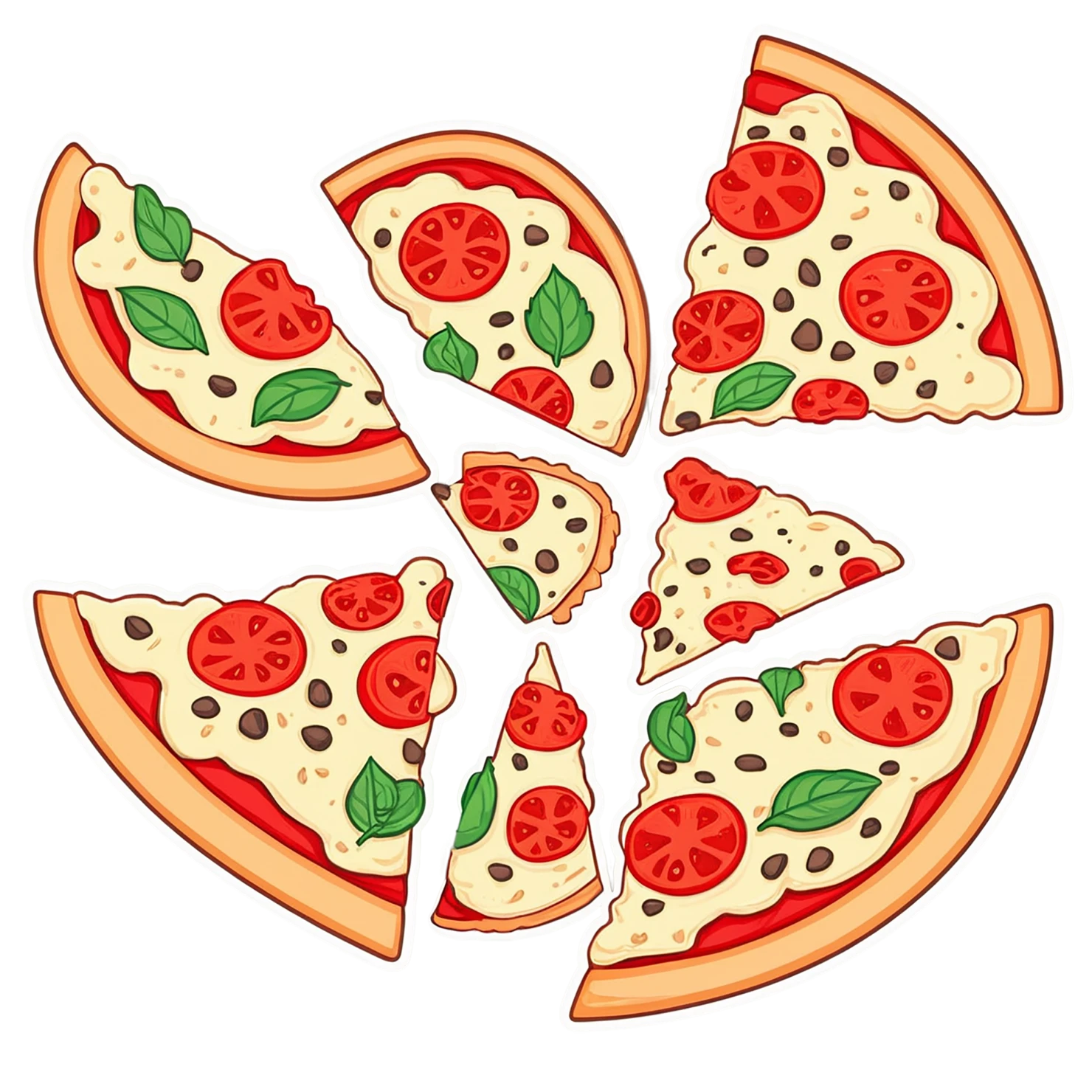 Pizza cute sticker isolated on transparent background #20410