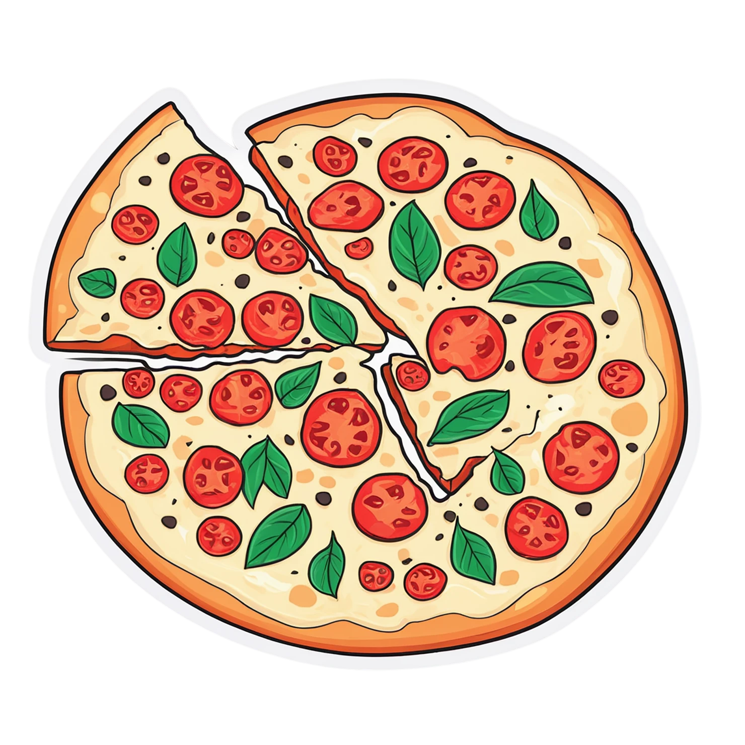 Pizza cute sticker isolated on transparent background #20471