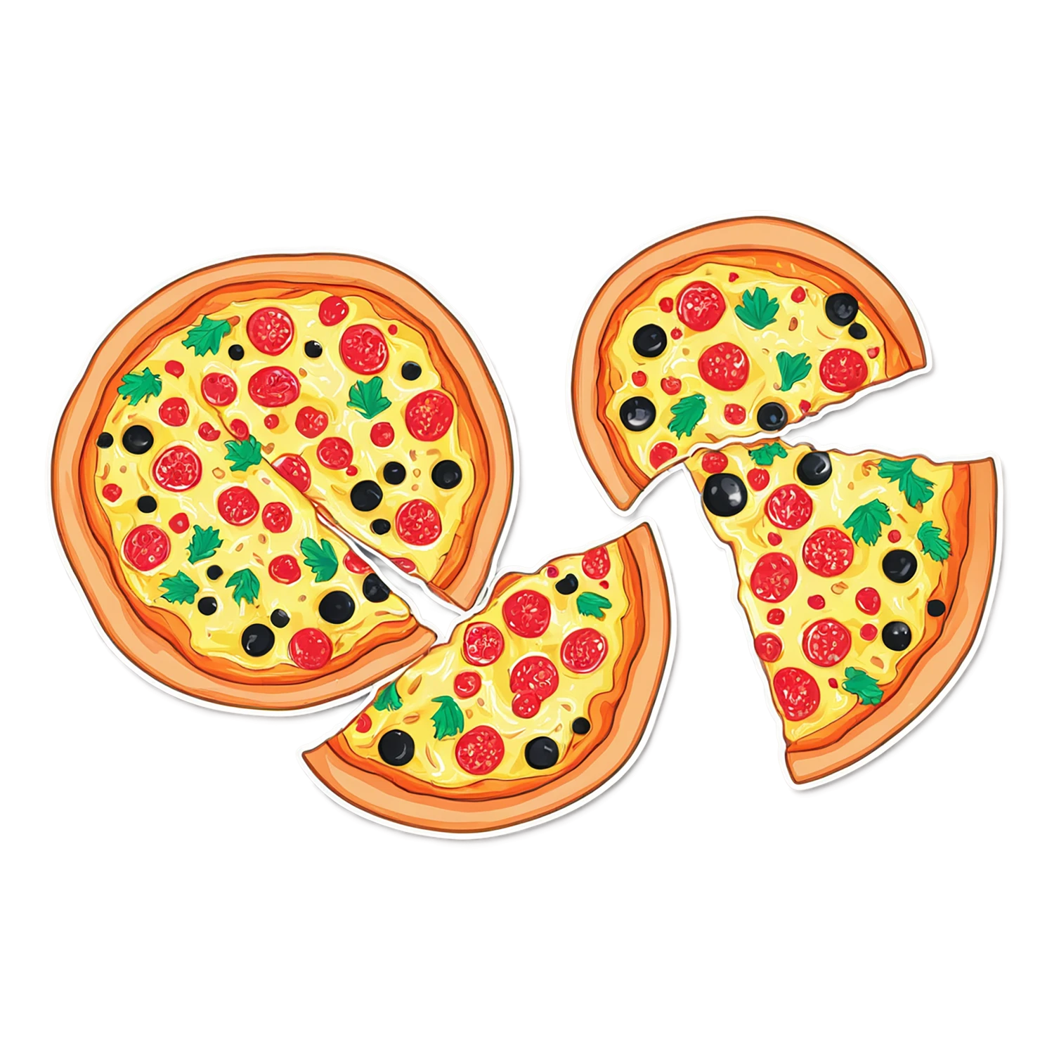 Pizza cute sticker isolated on transparent background #20487