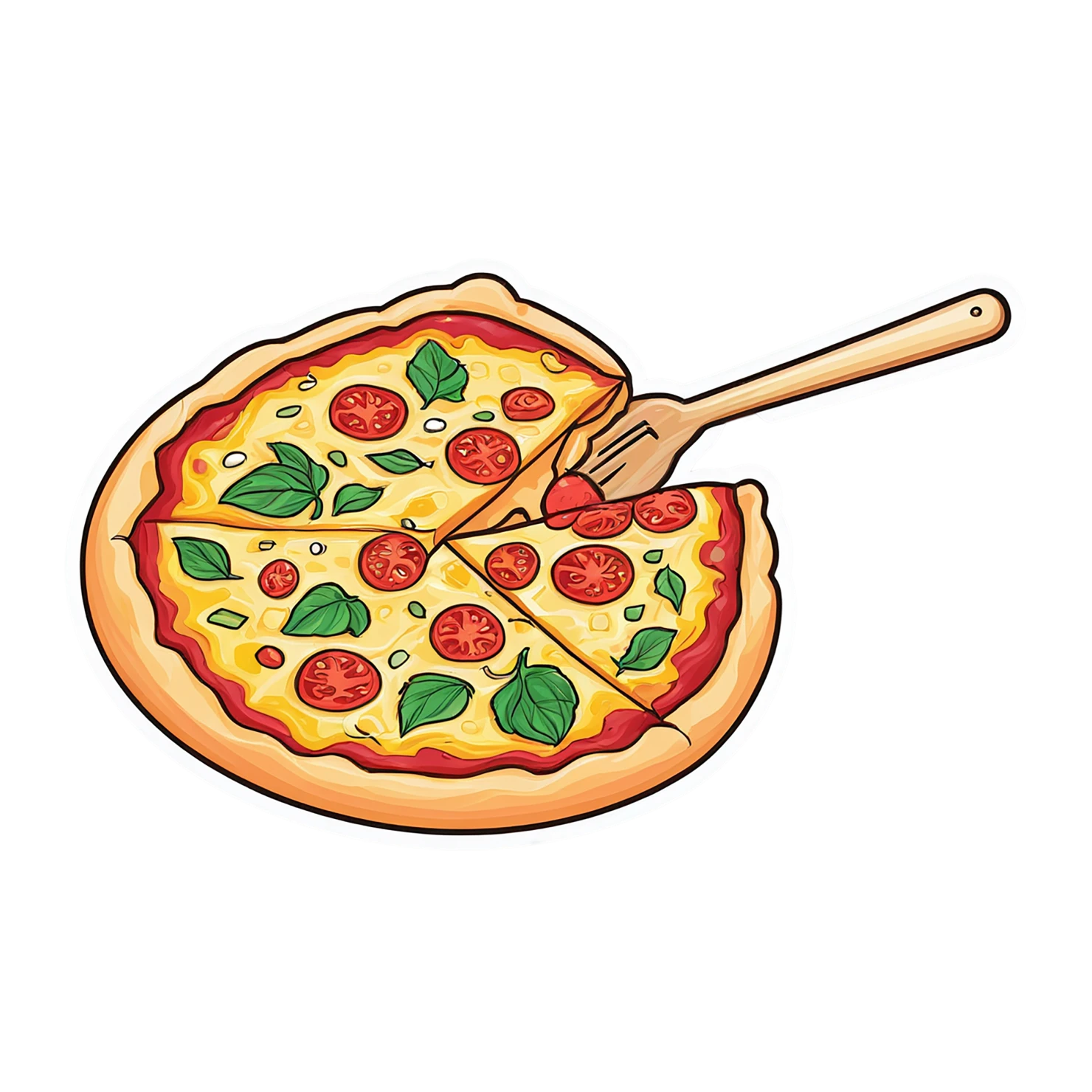 Pizza cute sticker isolated on transparent background #20488