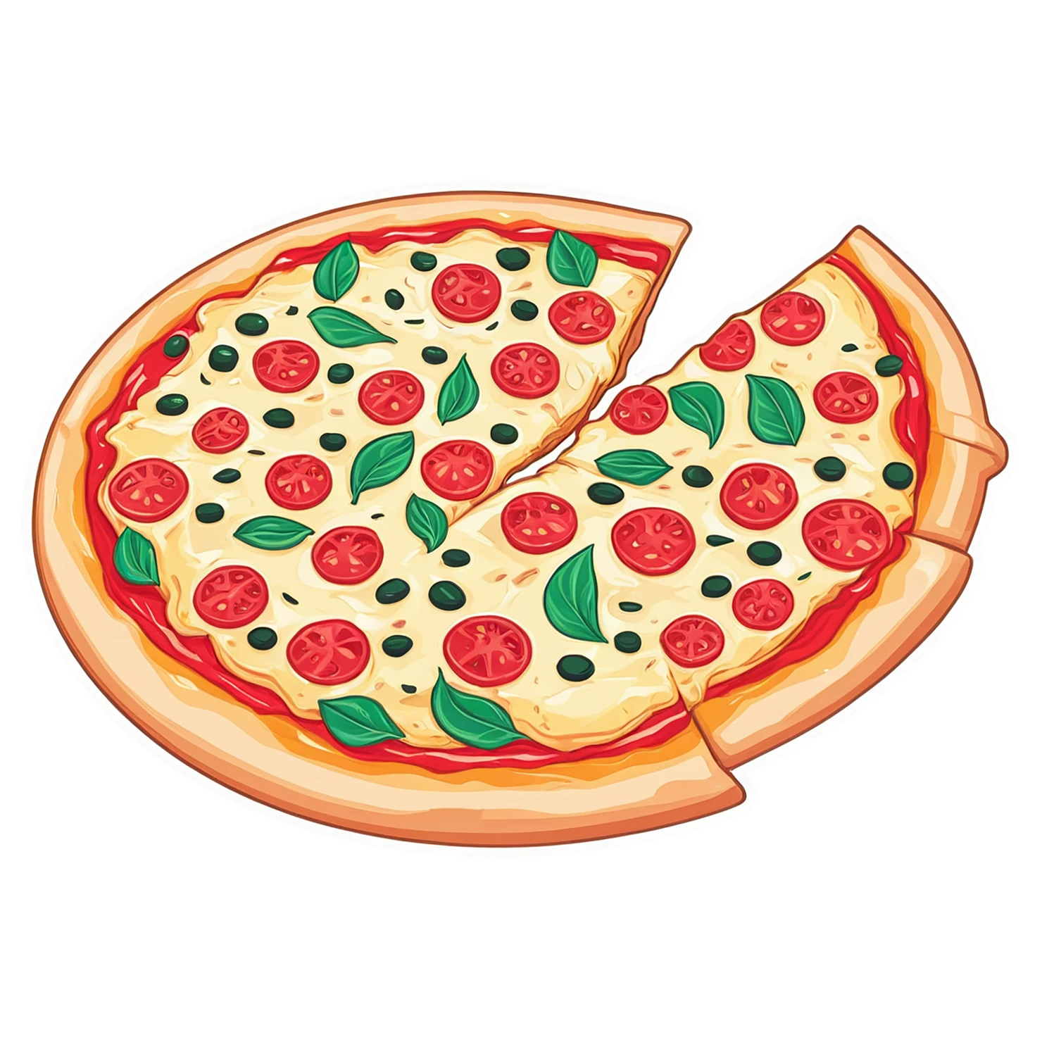Pizza cute sticker isolated on transparent background #20489