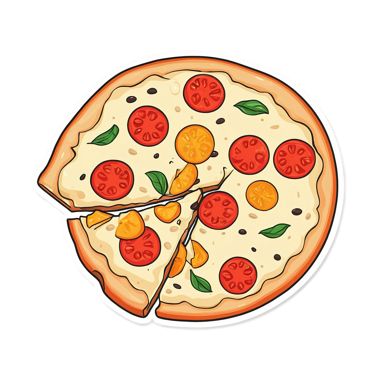 Pizza cute sticker isolated on transparent background #20491