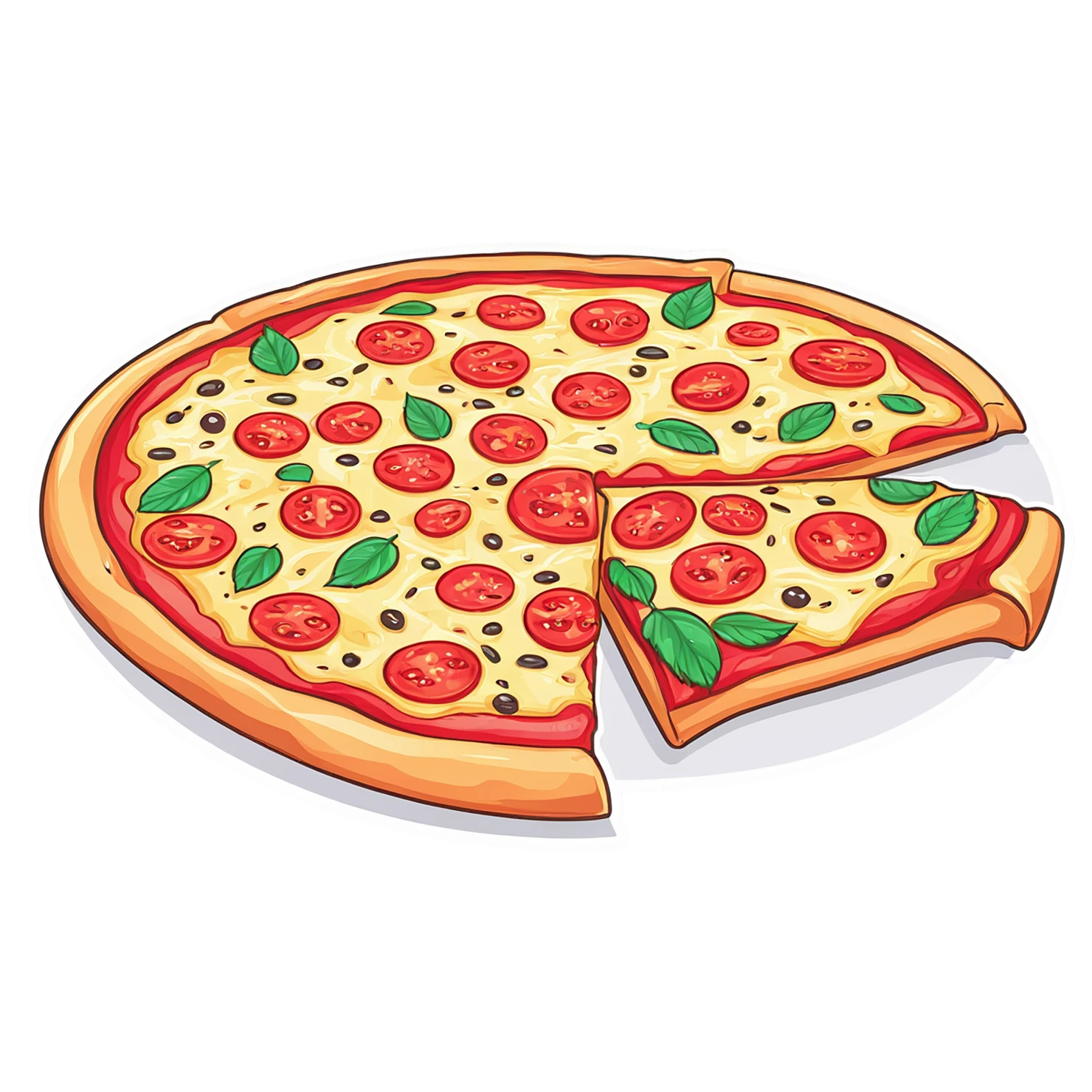 Pizza cute sticker isolated on transparent background #20507