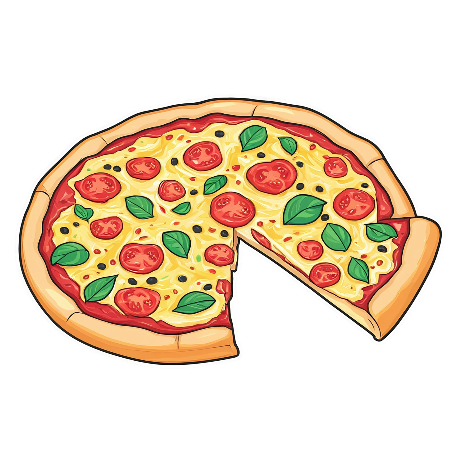 Pizza cute sticker isolated on transparent background #20587