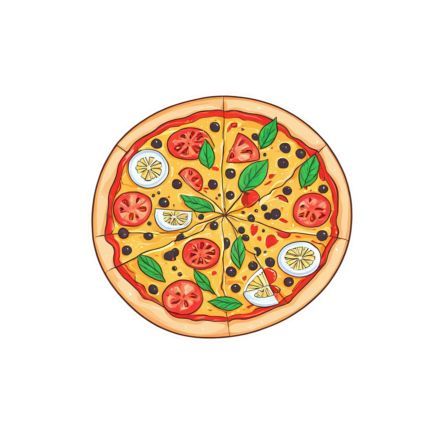 Pizza cute sticker isolated on transparent background #20588