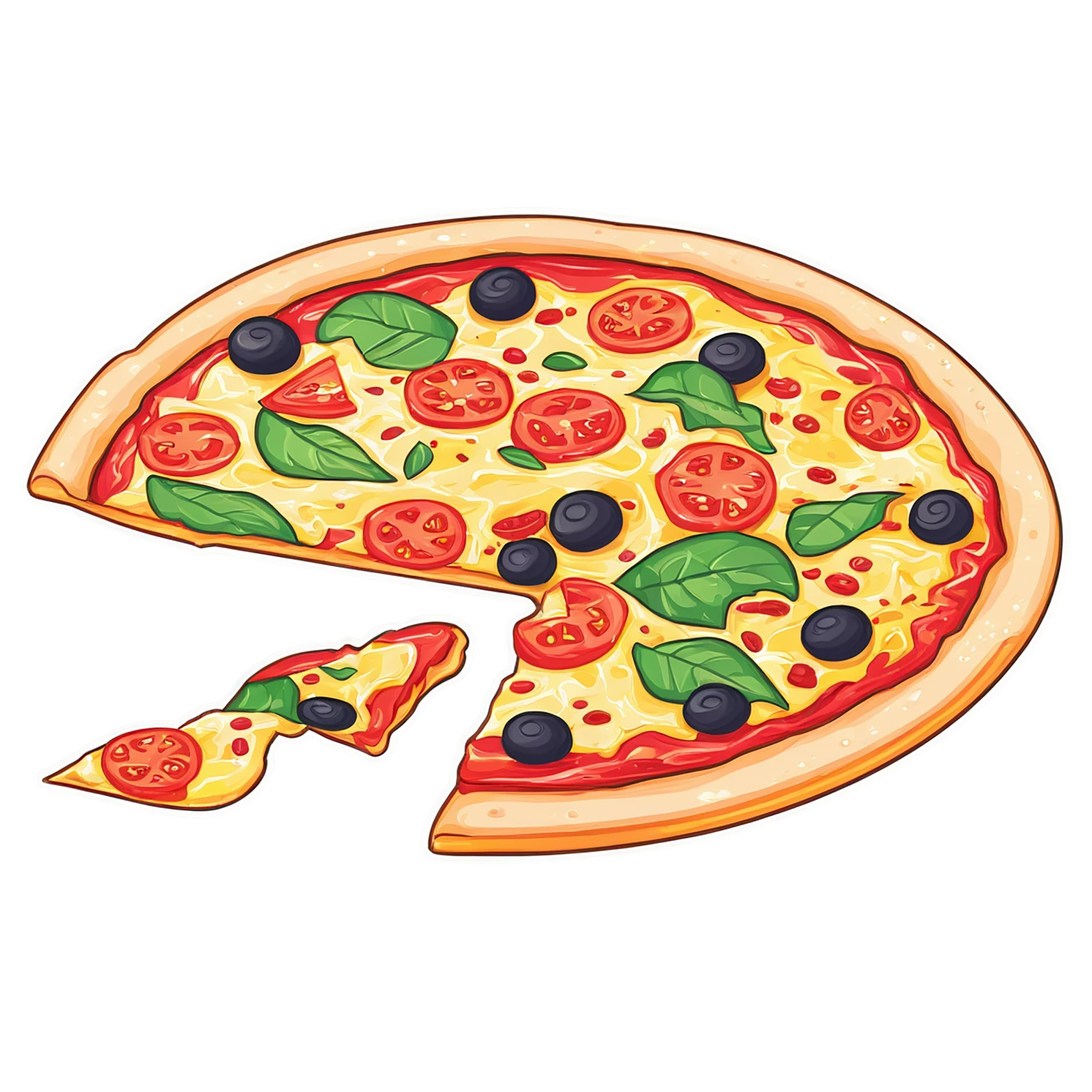 Pizza cute sticker isolated on transparent background #20595