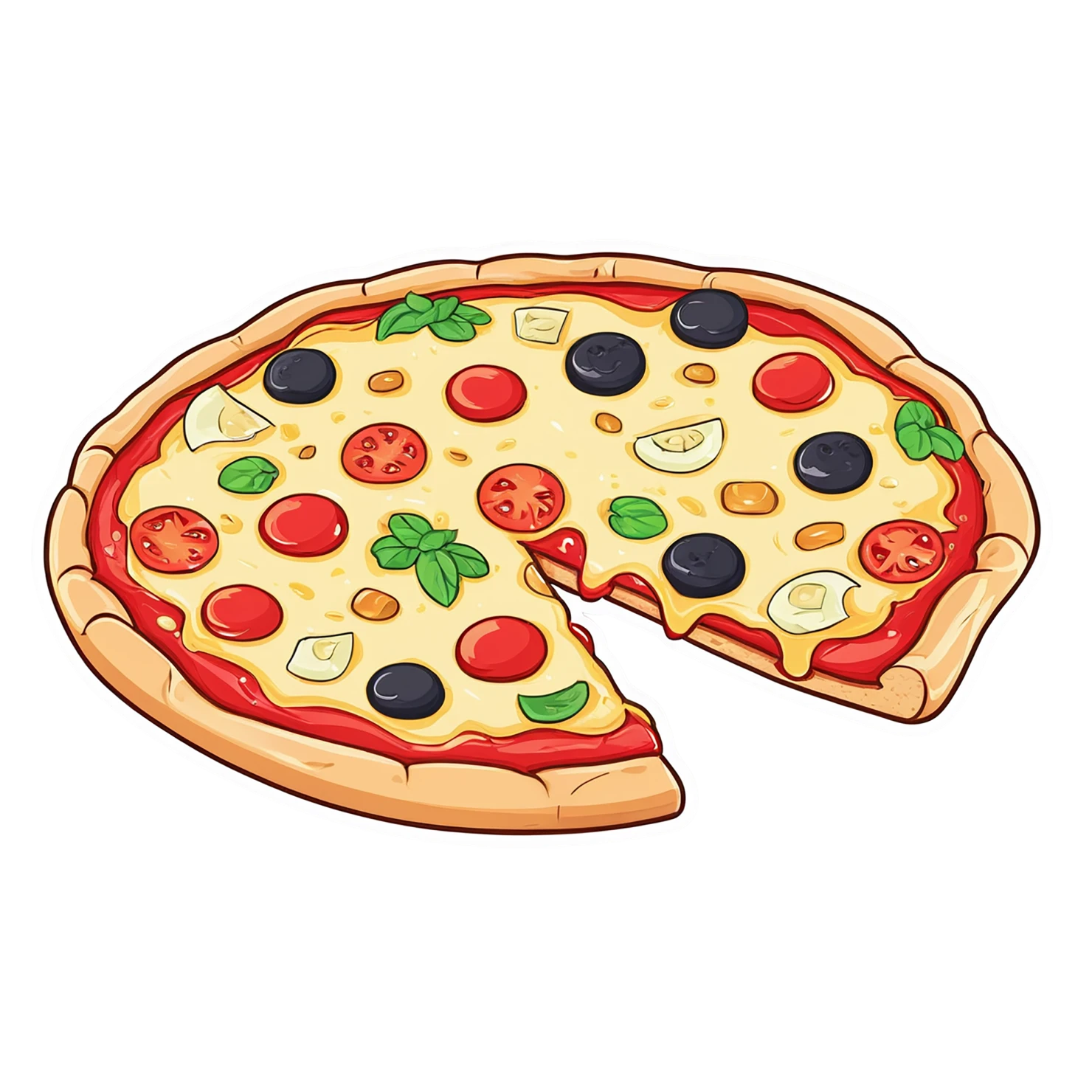 Pizza cute sticker isolated on transparent background #20597