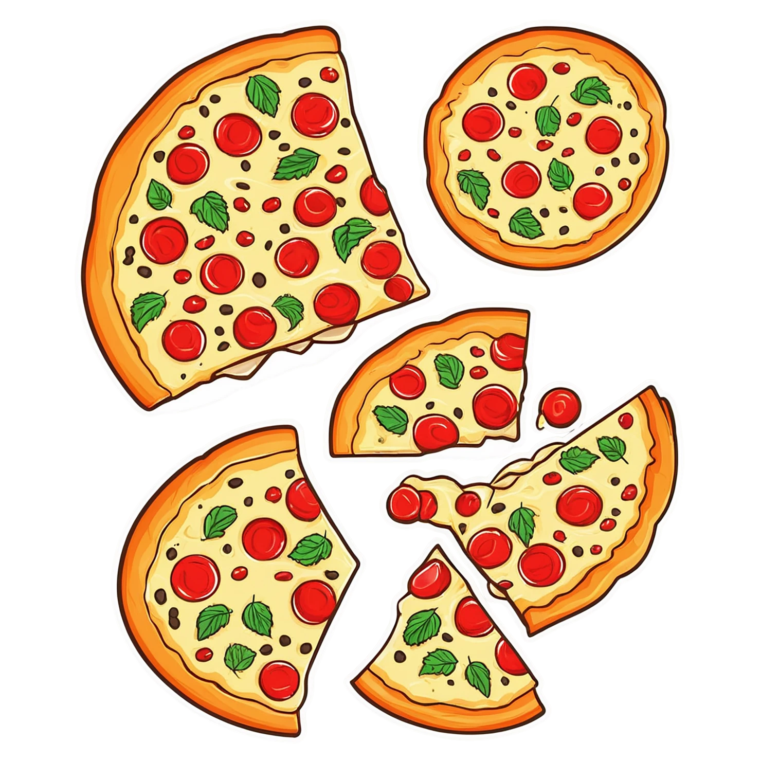 Pizza cute sticker isolated on transparent background #20611