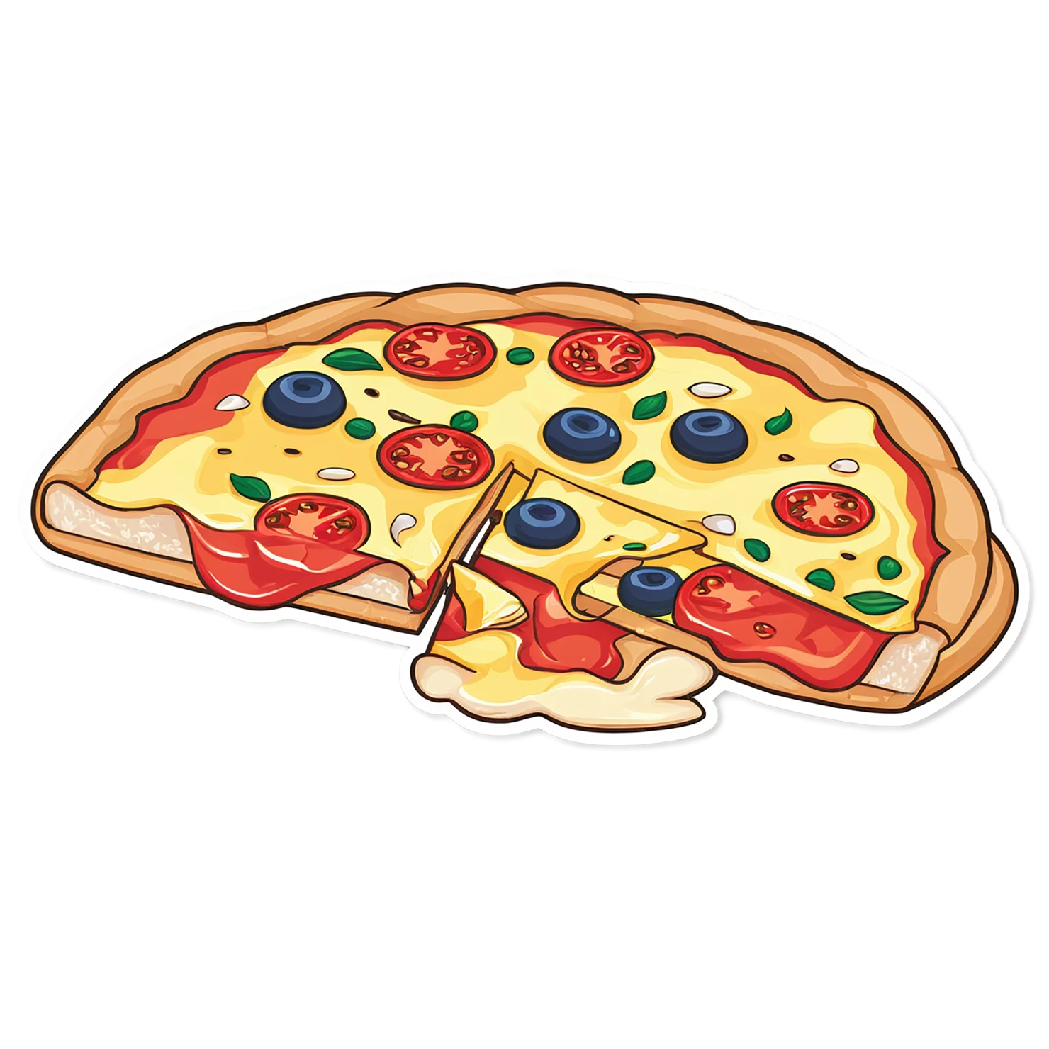 Pizza cute sticker isolated on transparent background #20622