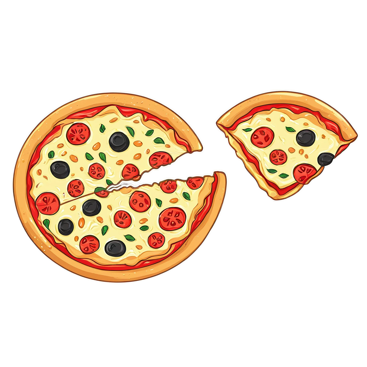 Pizza cute sticker isolated on transparent background #20636
