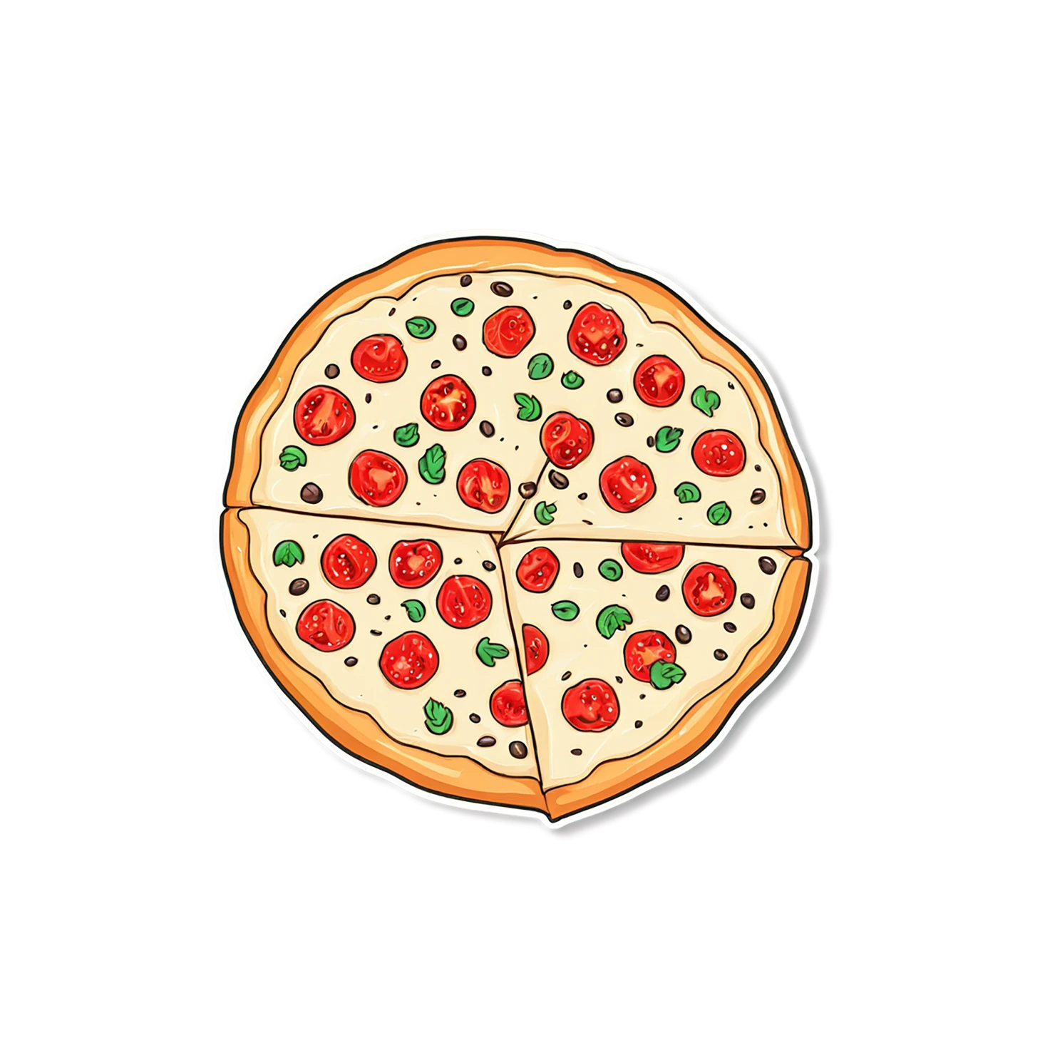 Pizza cute sticker isolated on transparent background #20641
