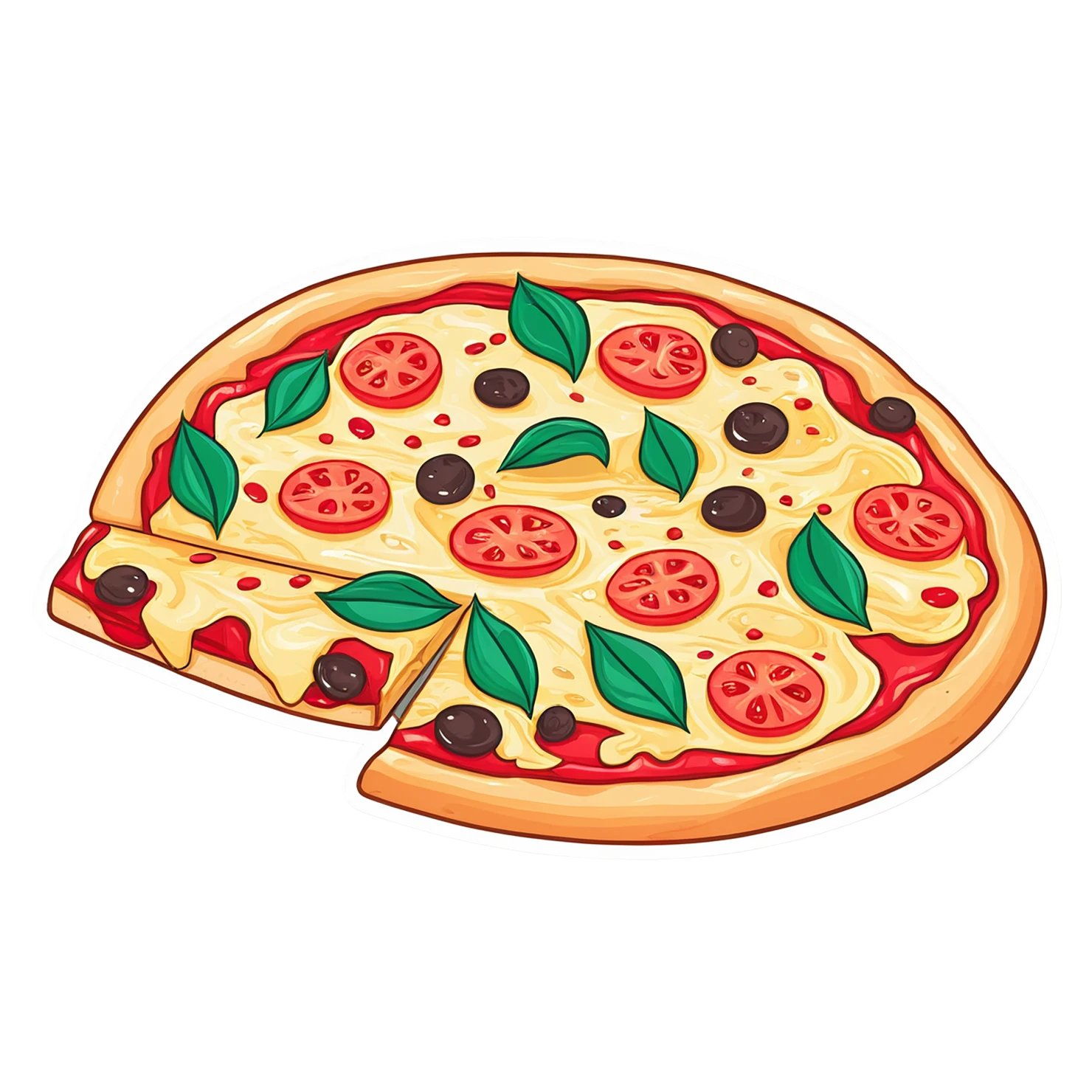 Pizza cute sticker isolated on transparent background #20648