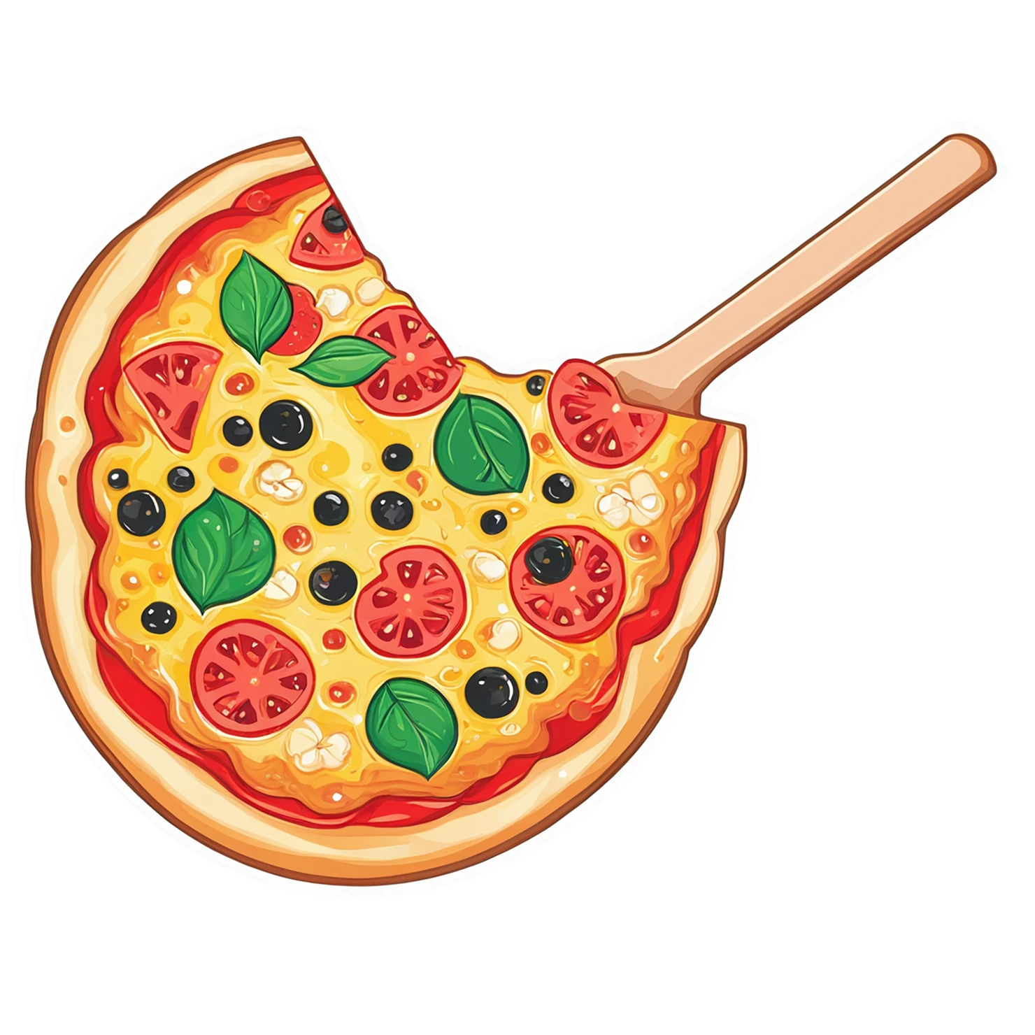 Pizza cute sticker isolated on transparent background #20659