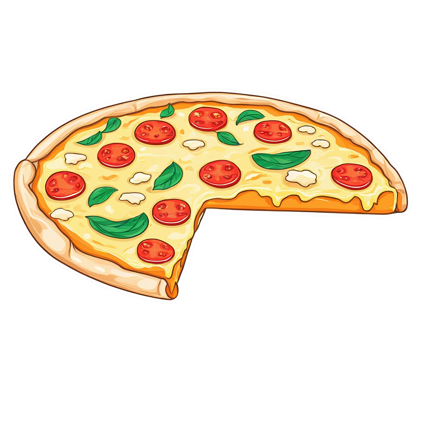 Pizza cute sticker isolated on transparent background #20676