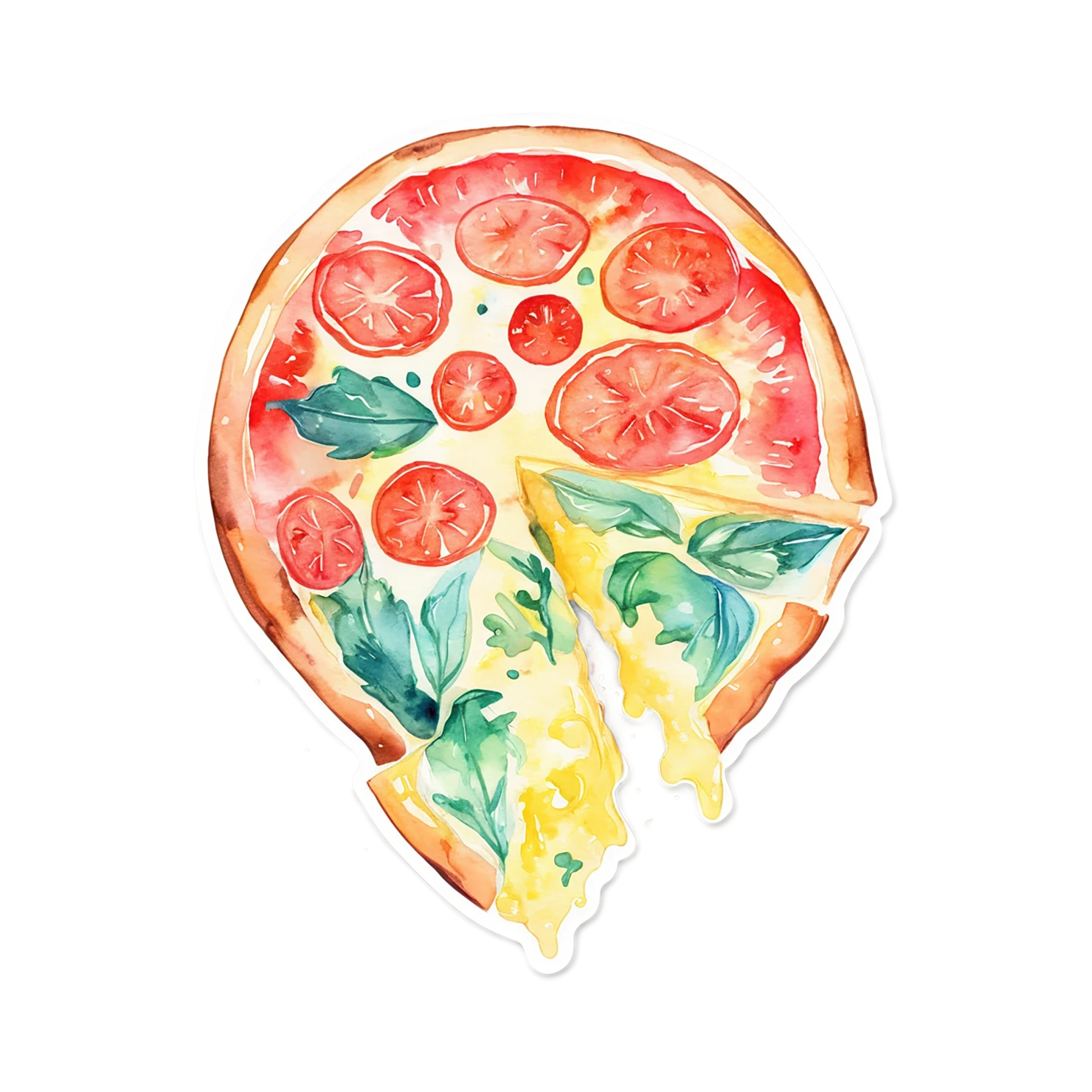 Pizza watercolor sticker isolated on transparent background #20690