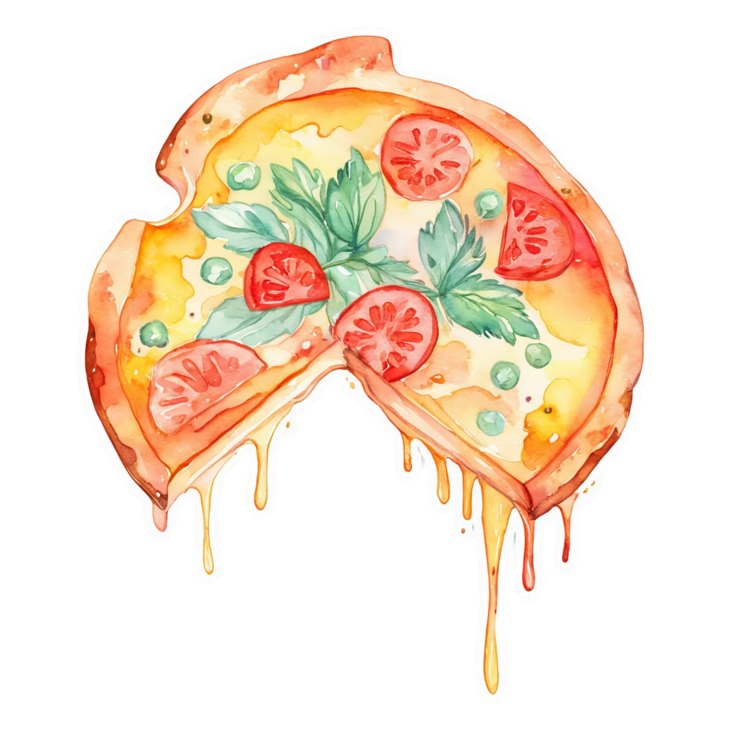 Pizza watercolor sticker isolated on transparent background #20700