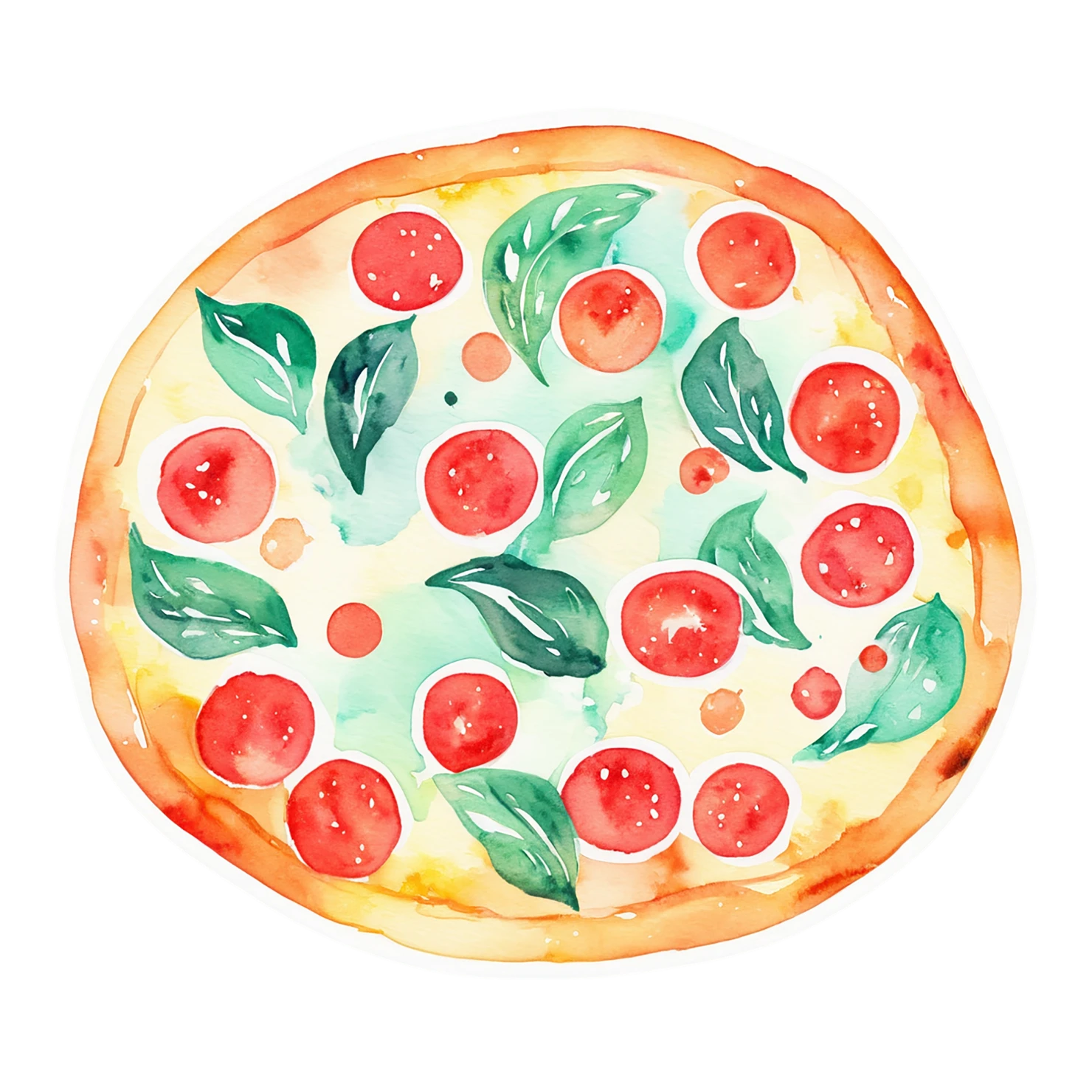 Pizza watercolor sticker isolated on transparent background #20701