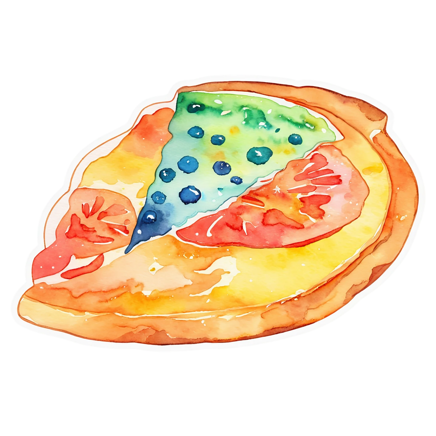 Pizza watercolor sticker isolated on transparent background #20704