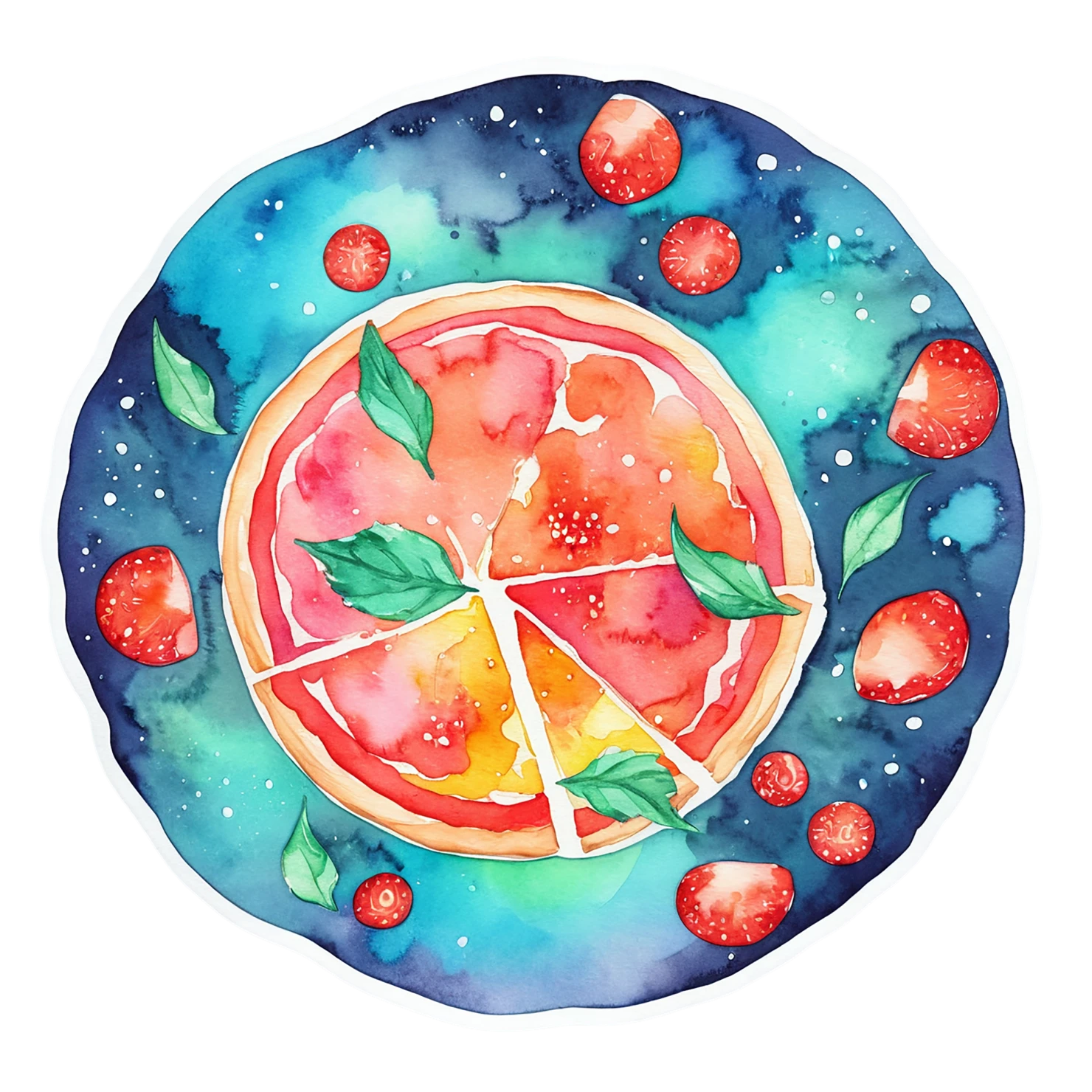 Pizza watercolor sticker isolated on transparent background #20706