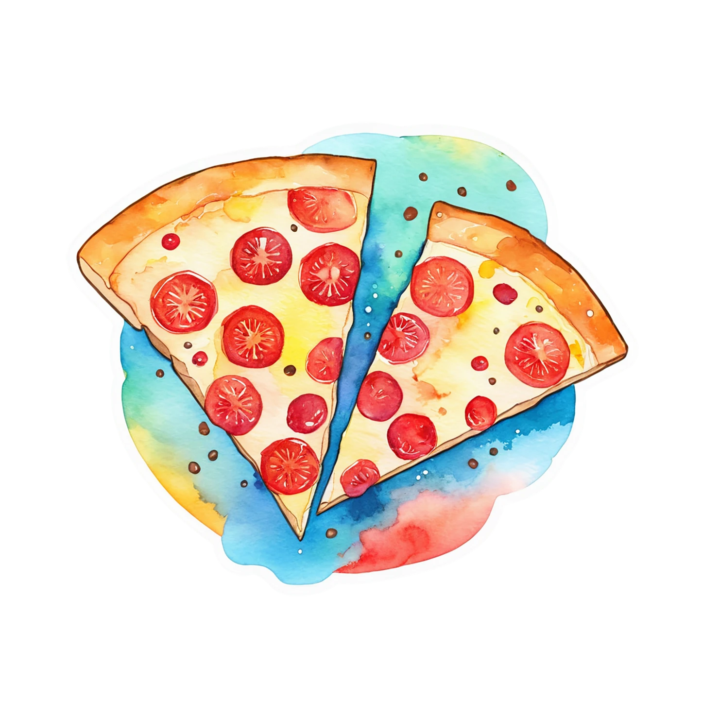 Pizza watercolor sticker isolated on transparent background #20711