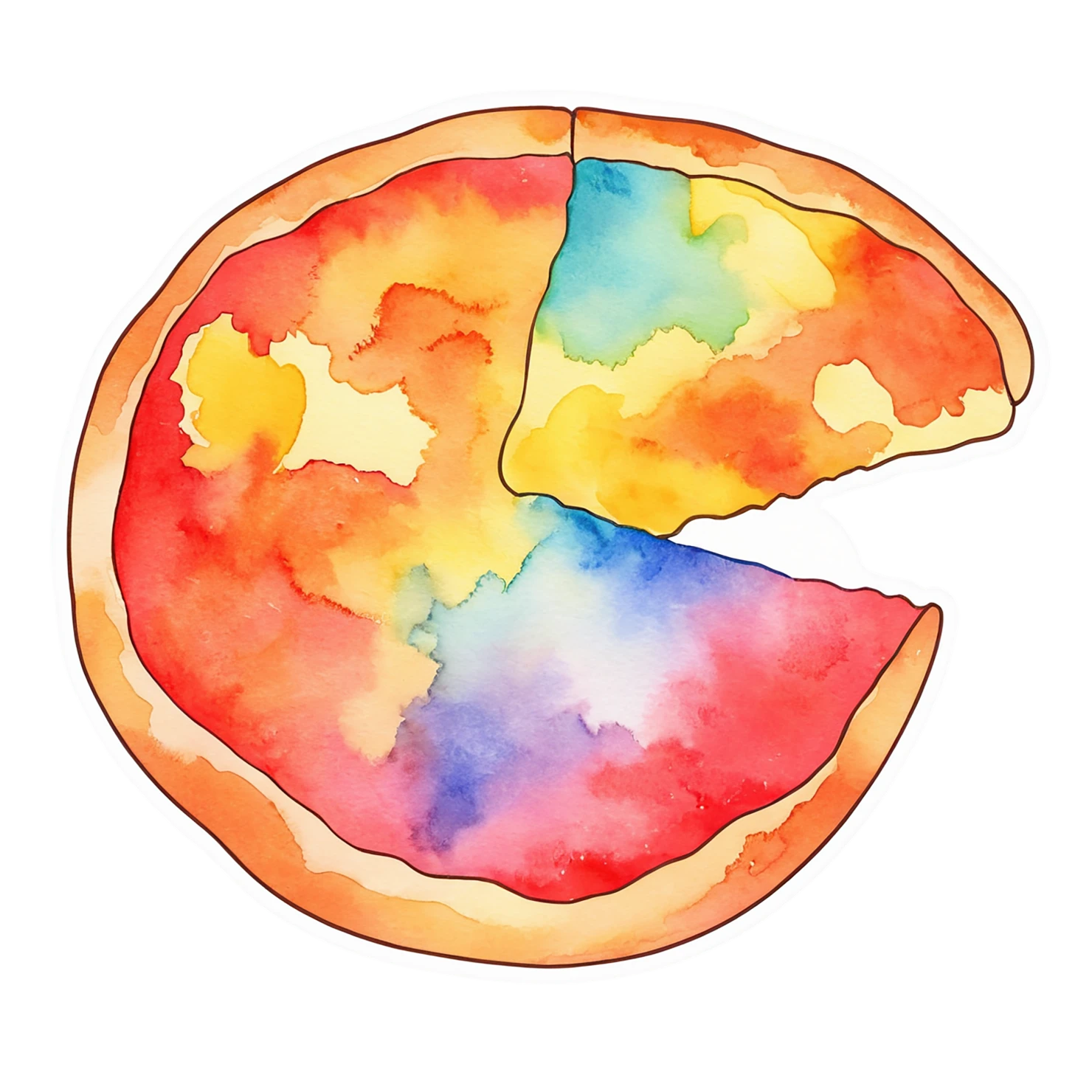 Pizza watercolor sticker isolated on transparent background #20713