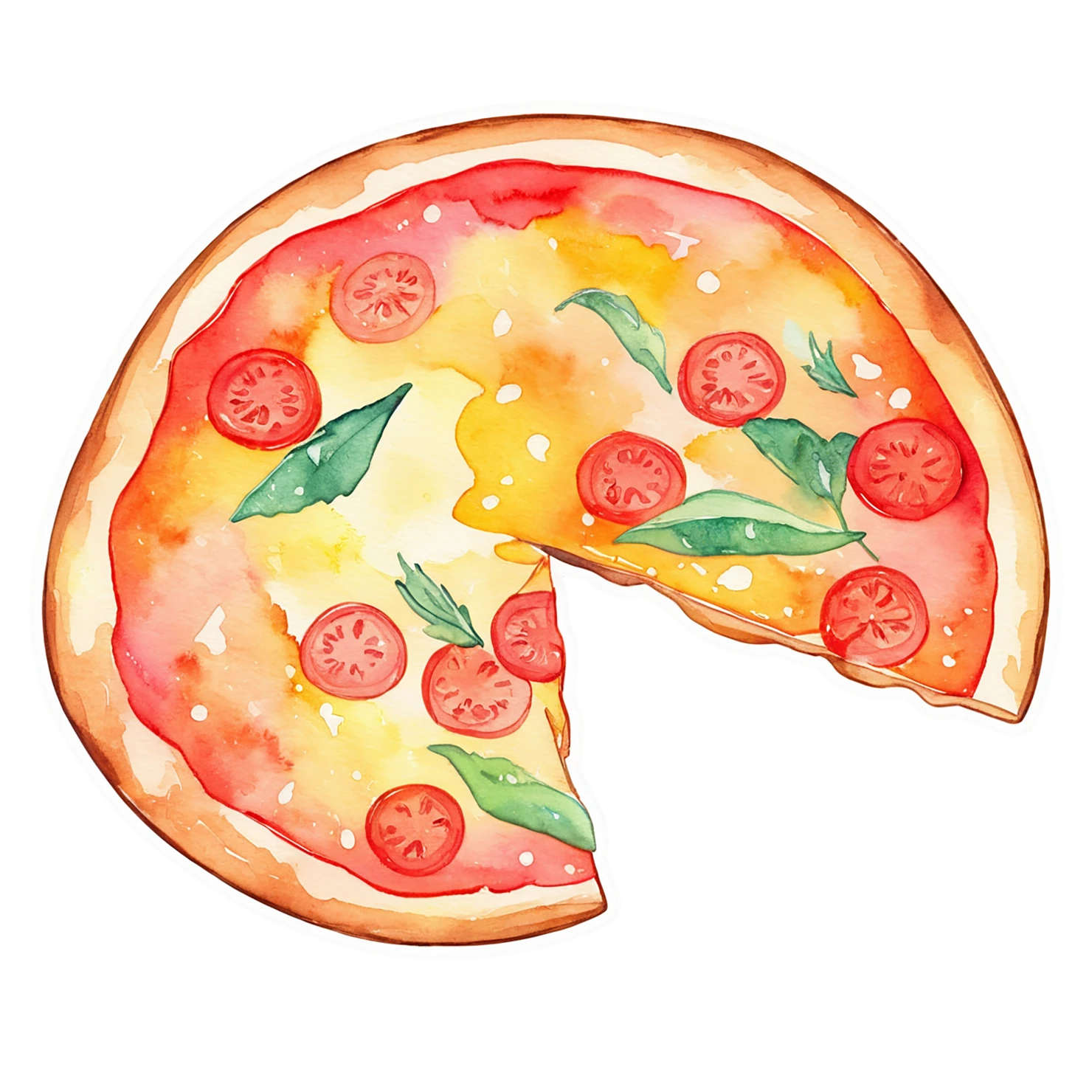 Pizza watercolor sticker isolated on transparent background #20716