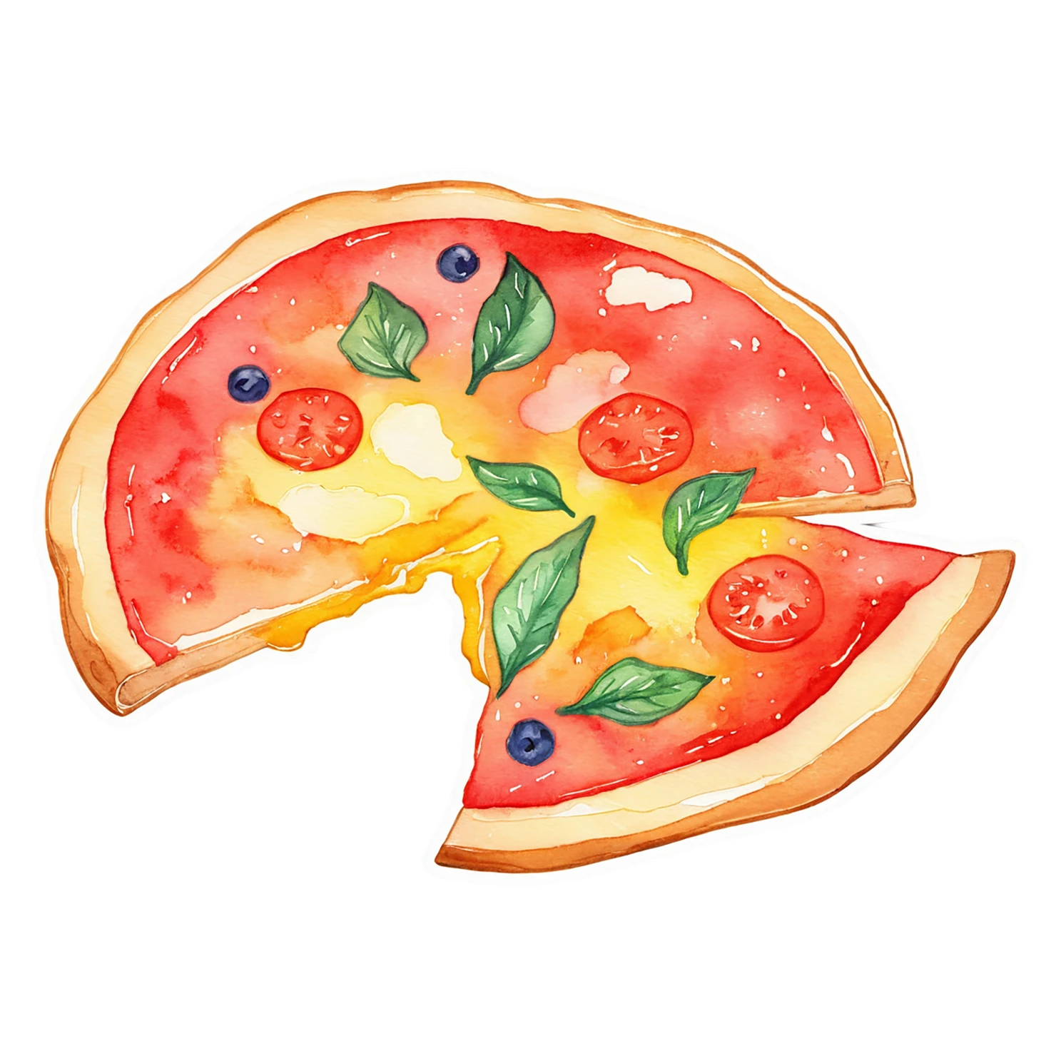 Pizza watercolor sticker isolated on transparent background #20719
