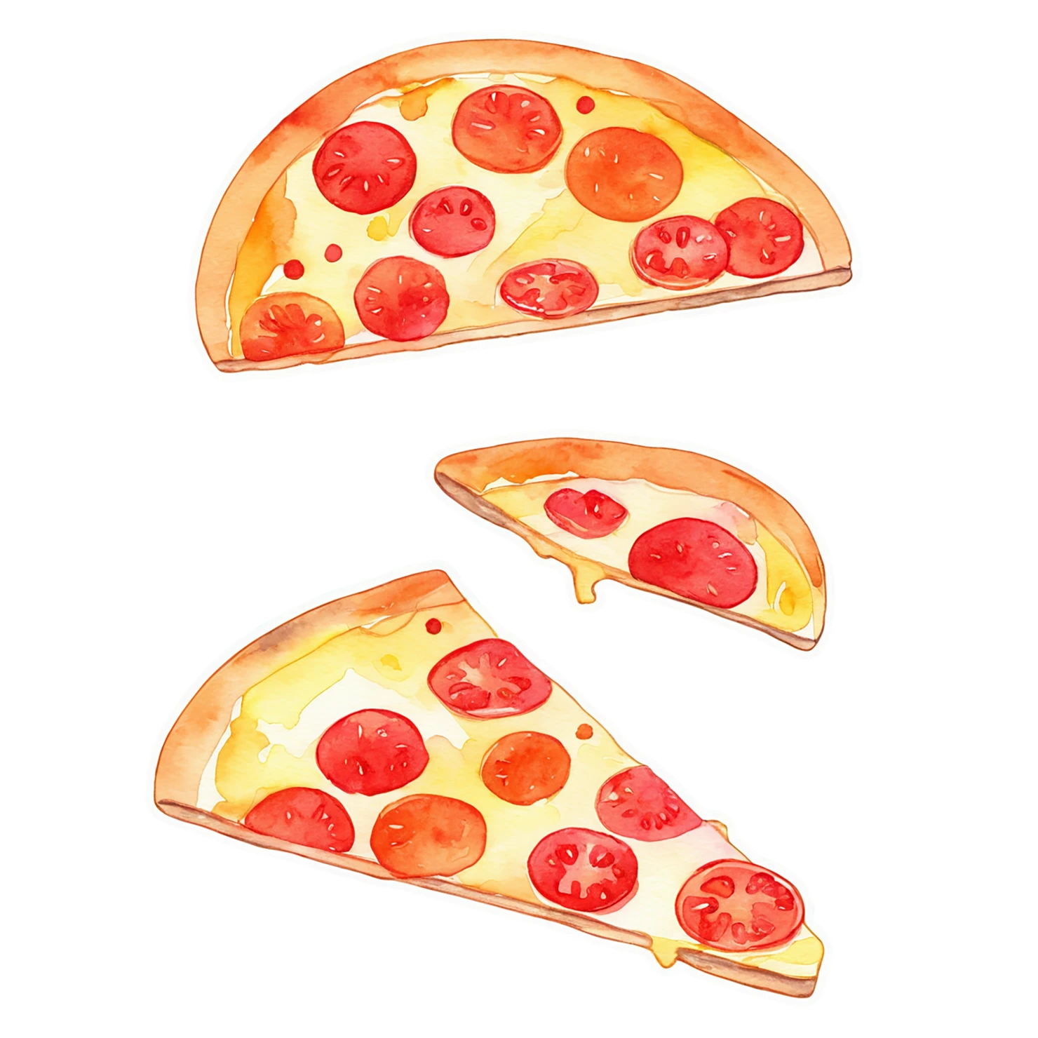 Pizza watercolor sticker isolated on transparent background #20720