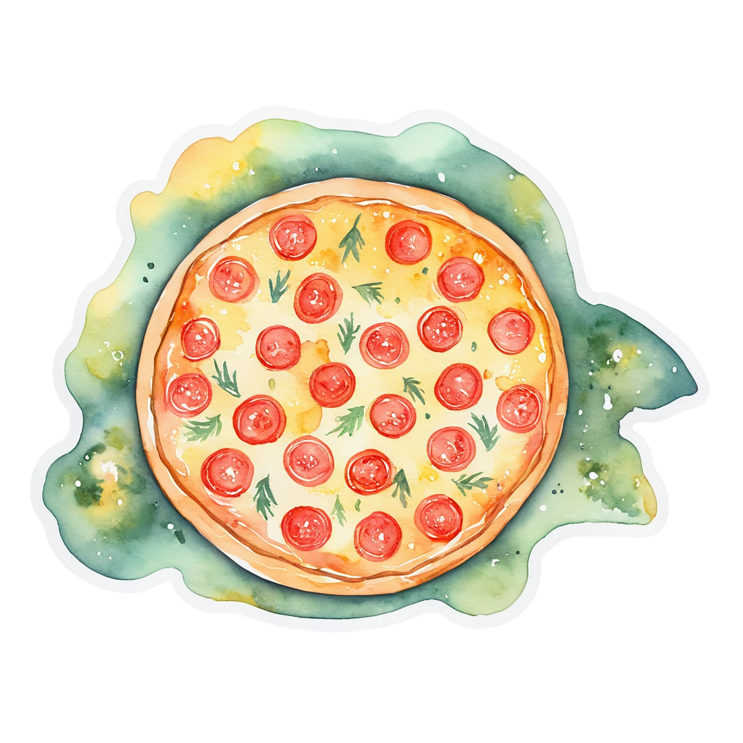 Pizza watercolor sticker isolated on transparent background #20723