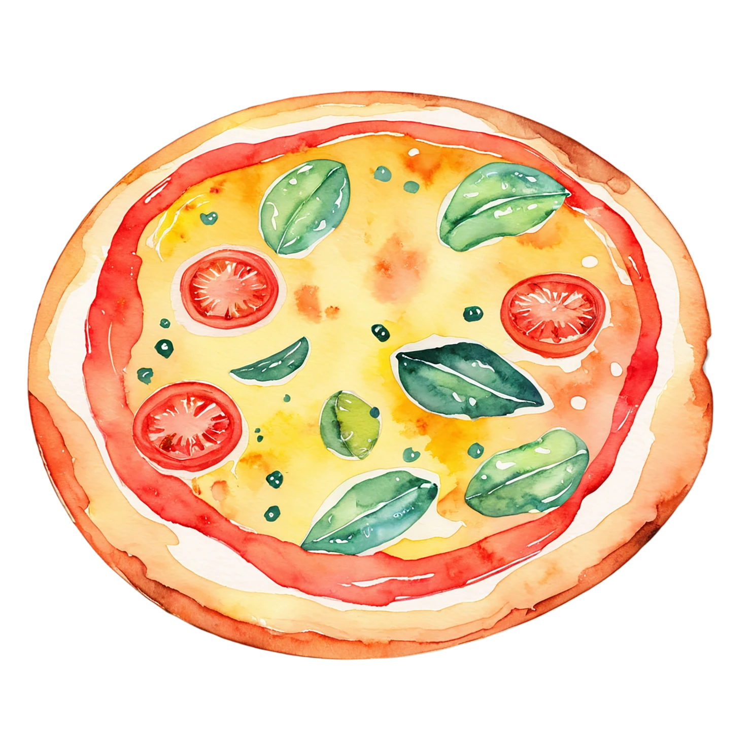 Pizza watercolor sticker isolated on transparent background #20724
