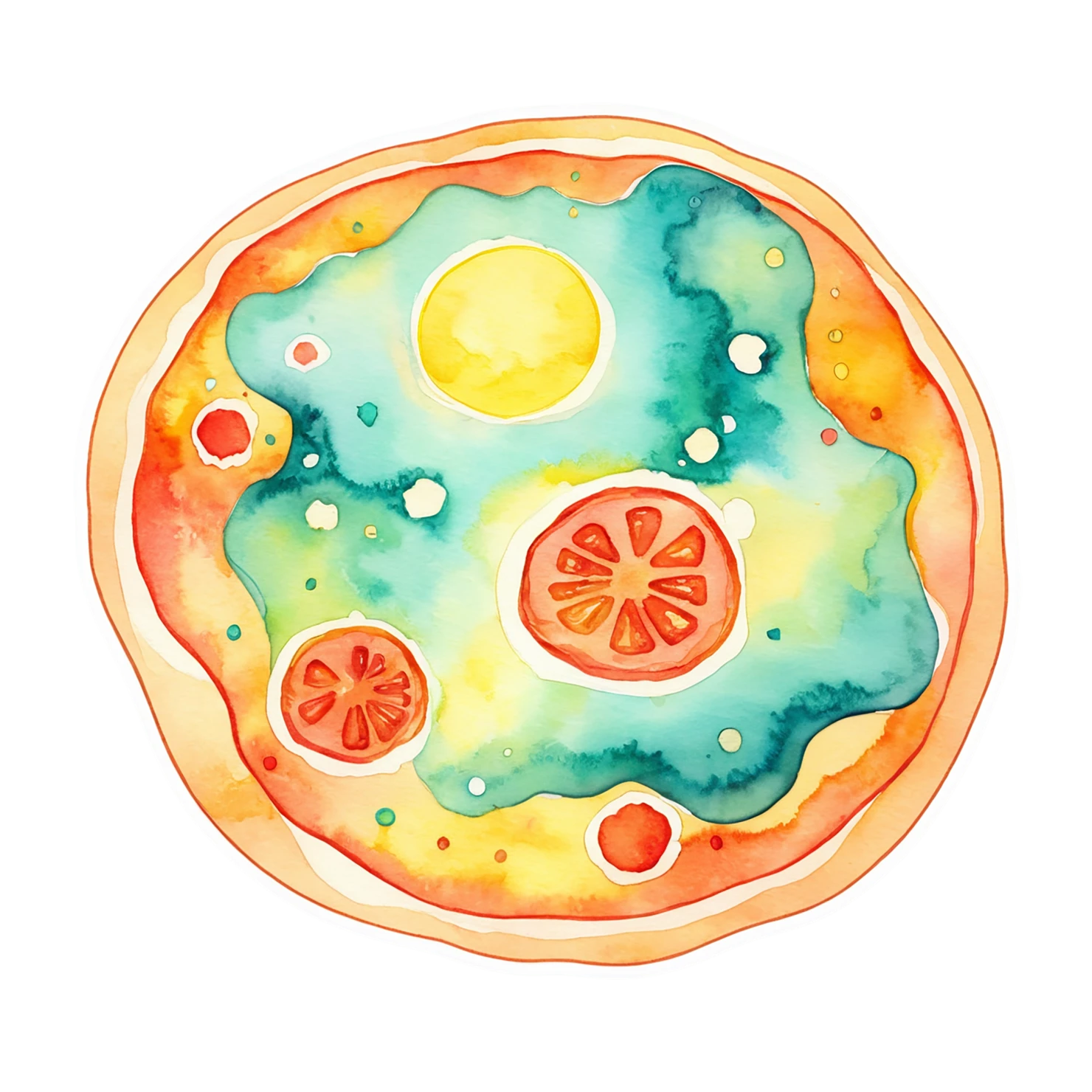 Pizza watercolor sticker isolated on transparent background #20732