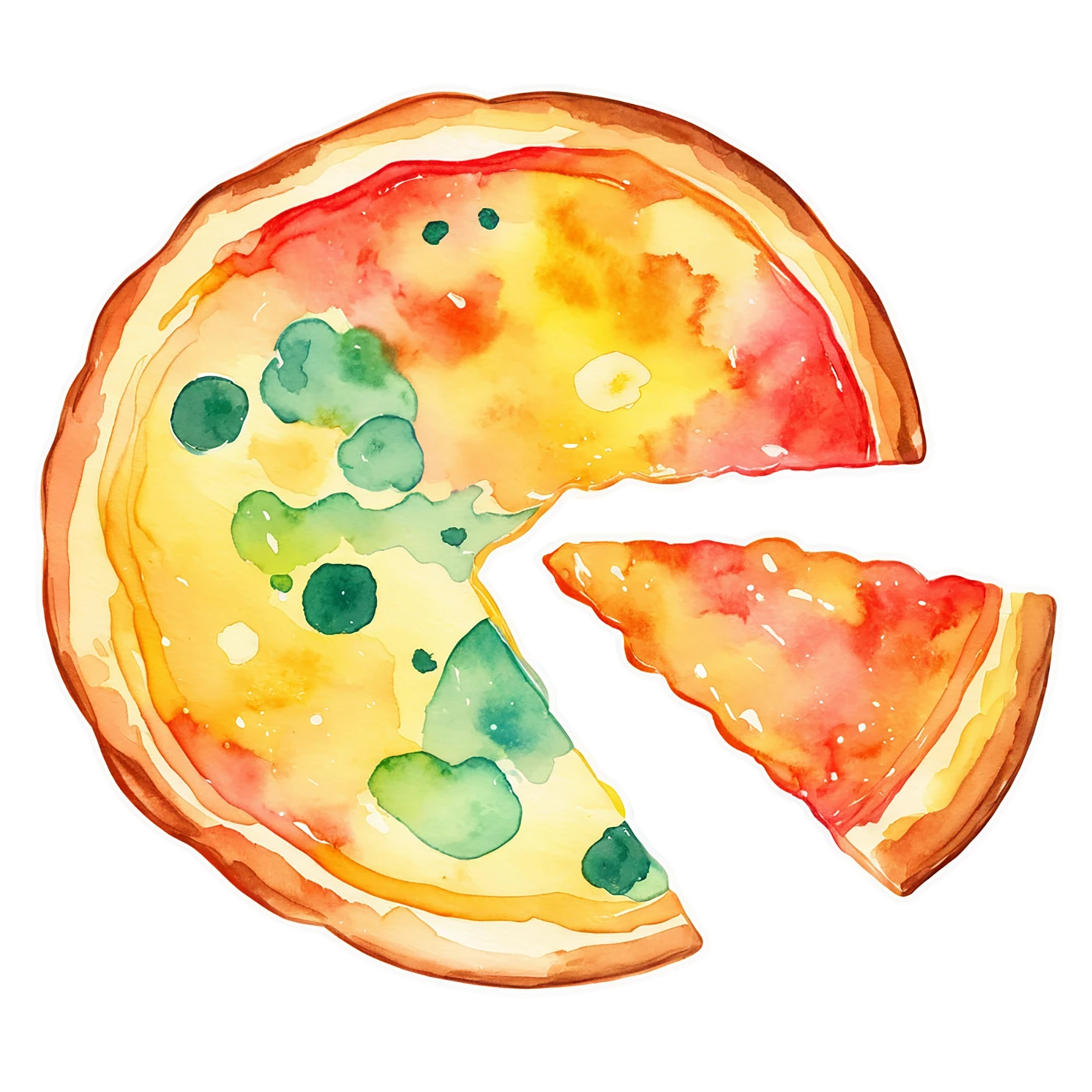 Pizza watercolor sticker isolated on transparent background #20735