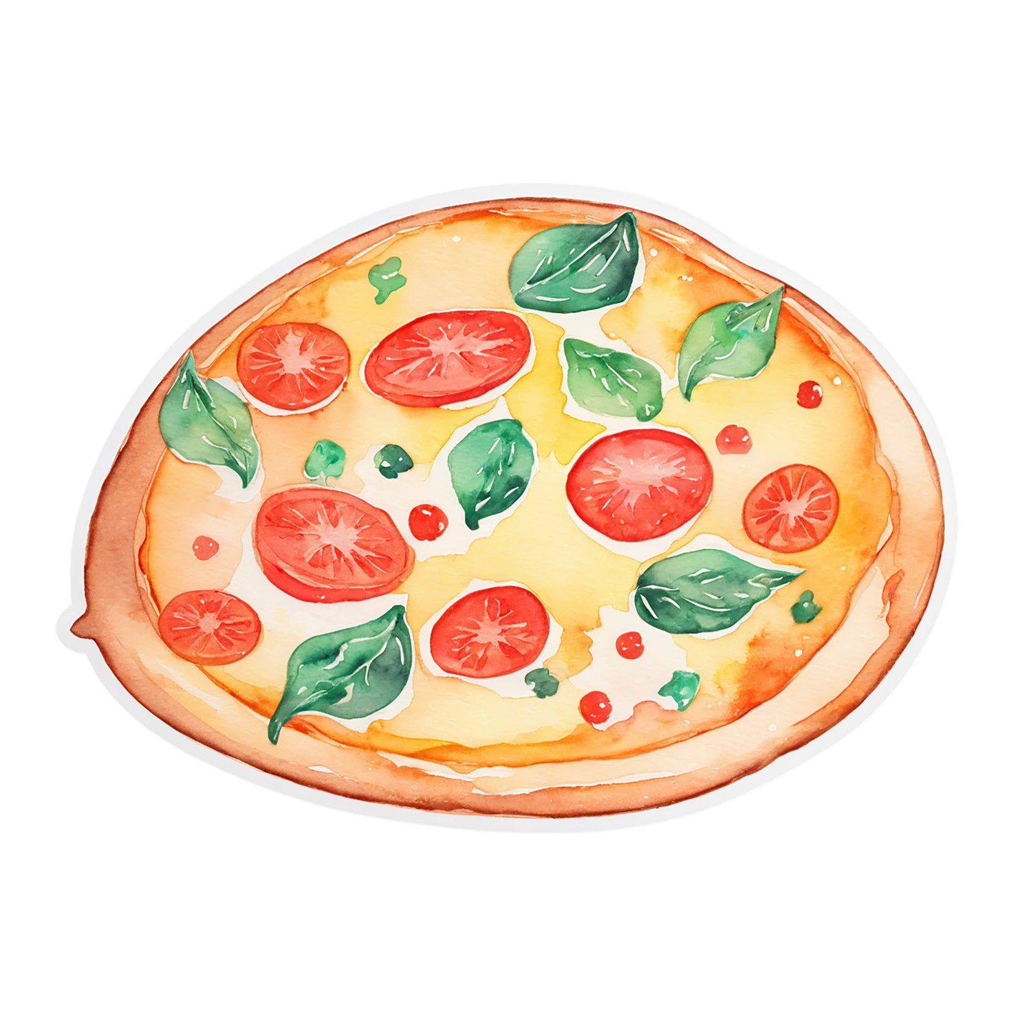 Pizza watercolor sticker isolated on transparent background #20743