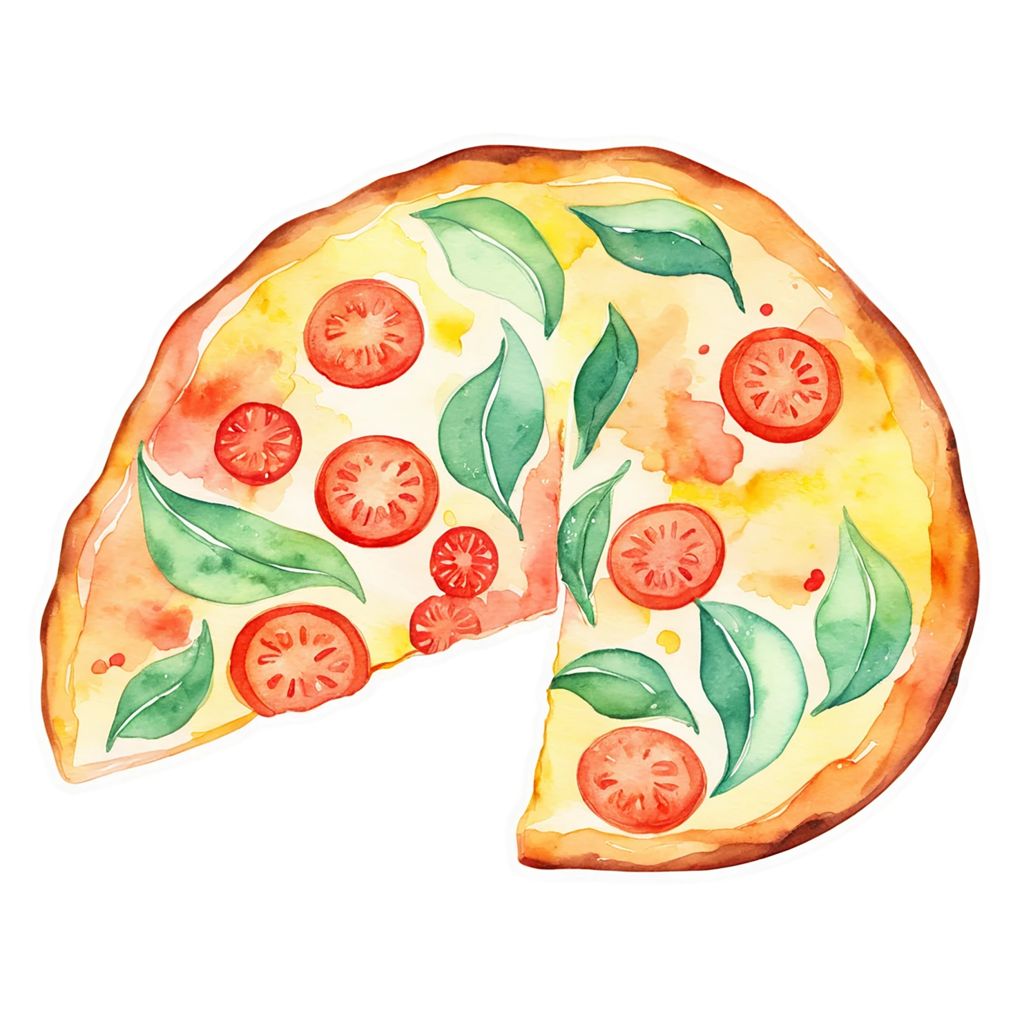 Pizza watercolor sticker isolated on transparent background #20748