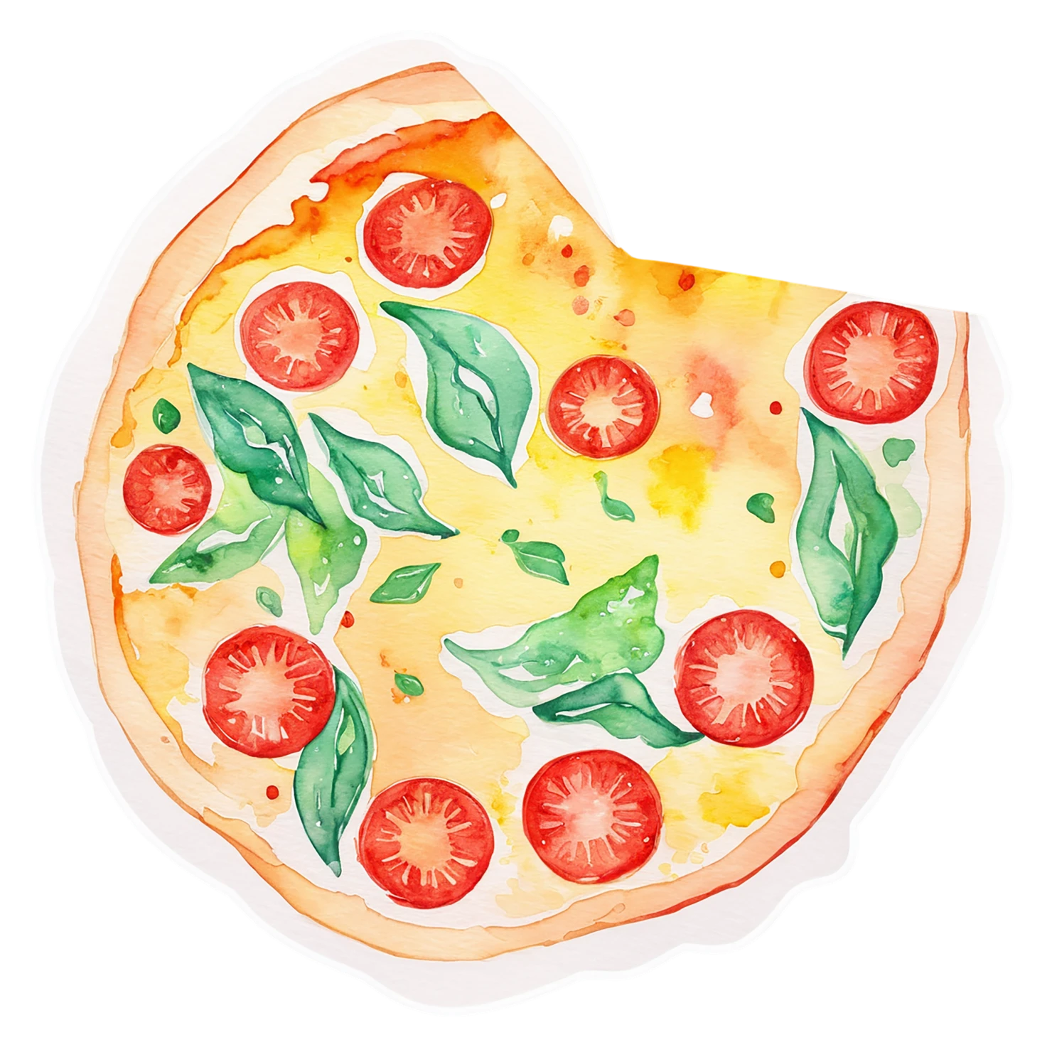 Pizza watercolor sticker isolated on transparent background #20750