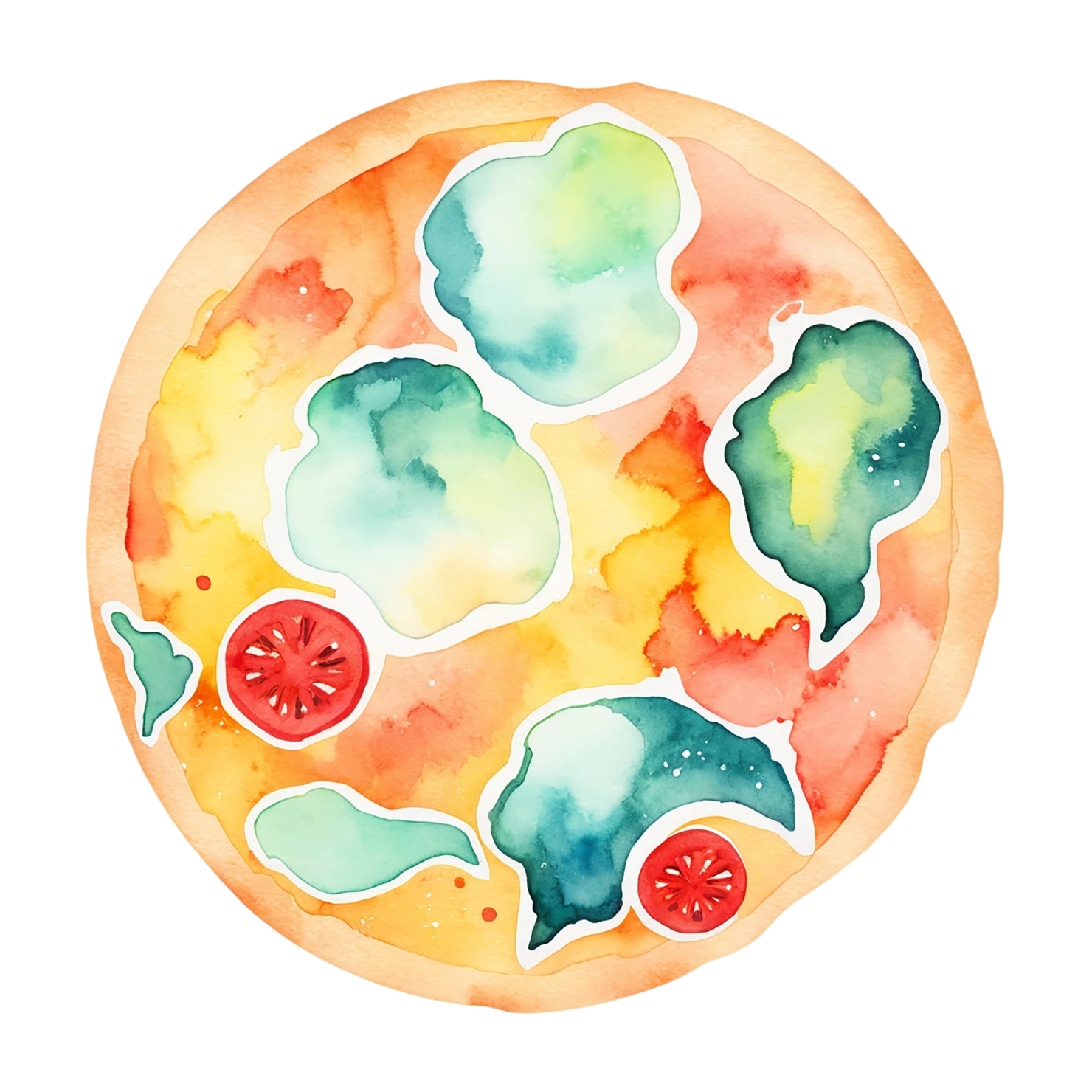 Pizza watercolor sticker isolated on transparent background #20751