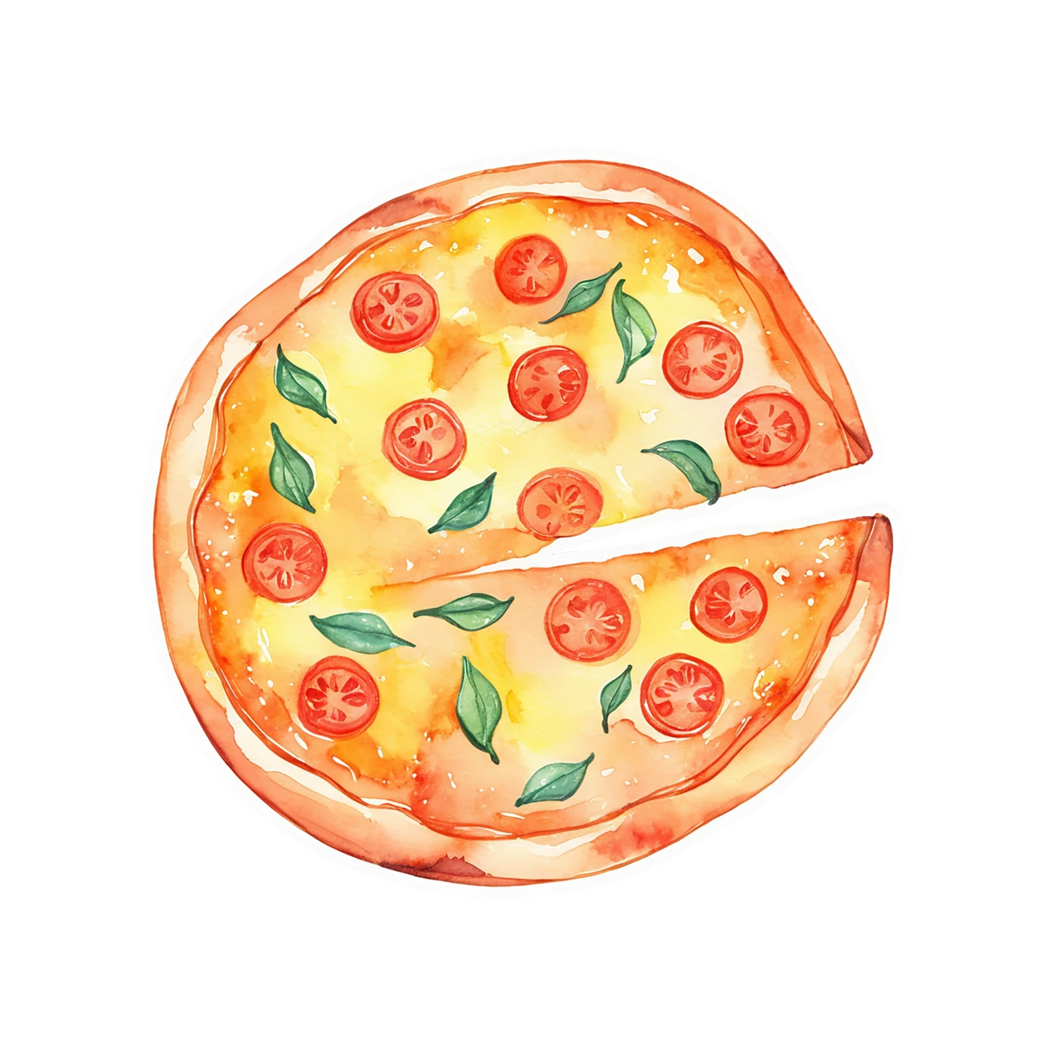 Pizza watercolor sticker isolated on transparent background #20755