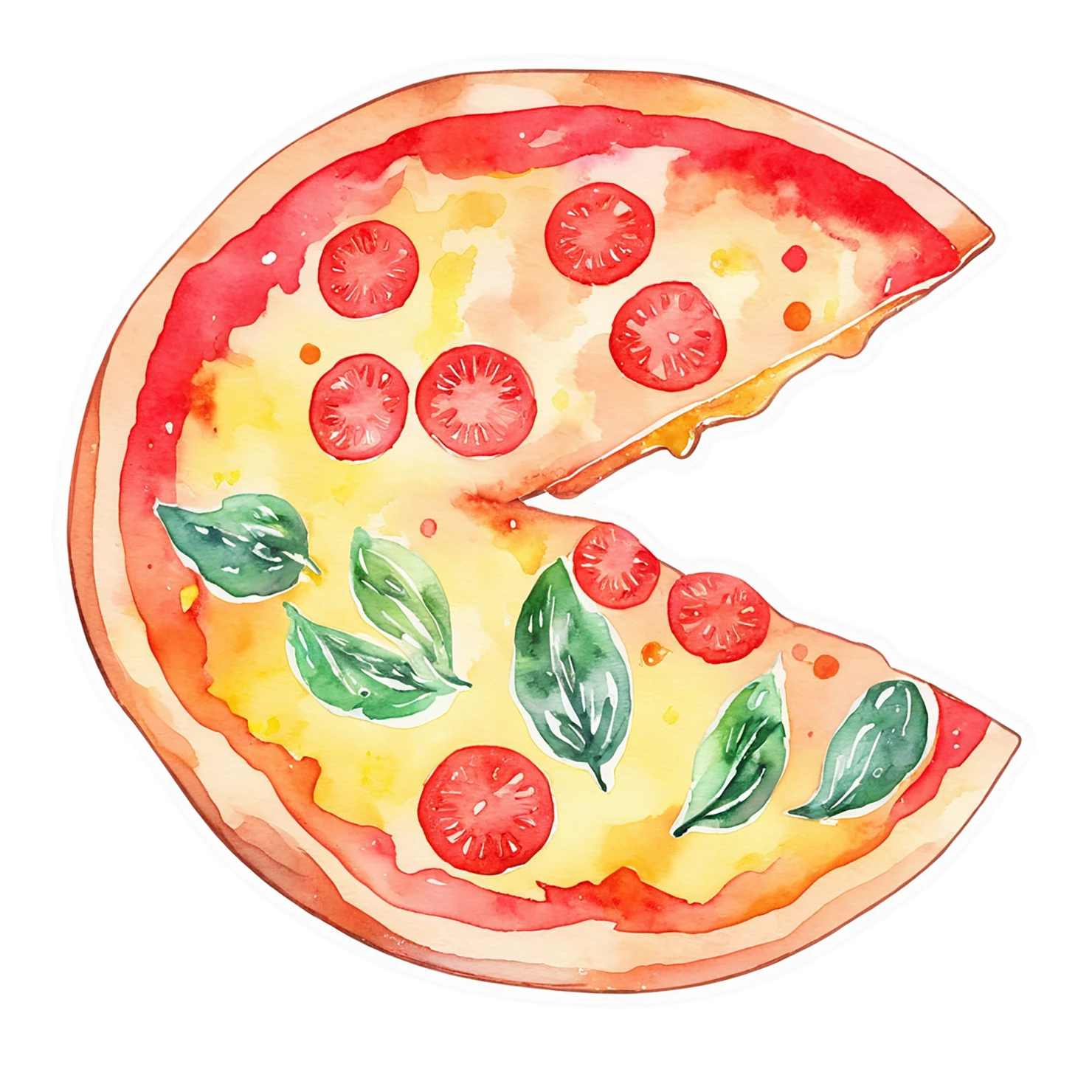 Pizza watercolor sticker isolated on transparent background #20757