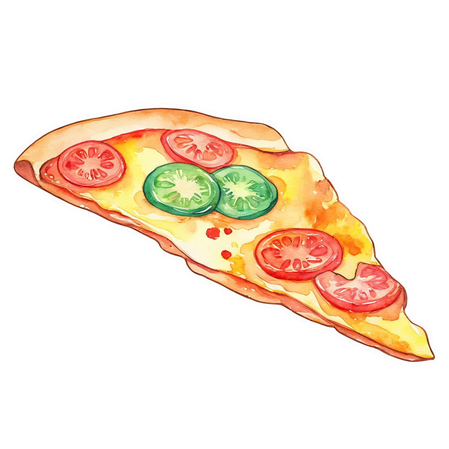 Pizza watercolor sticker isolated on transparent background #20762