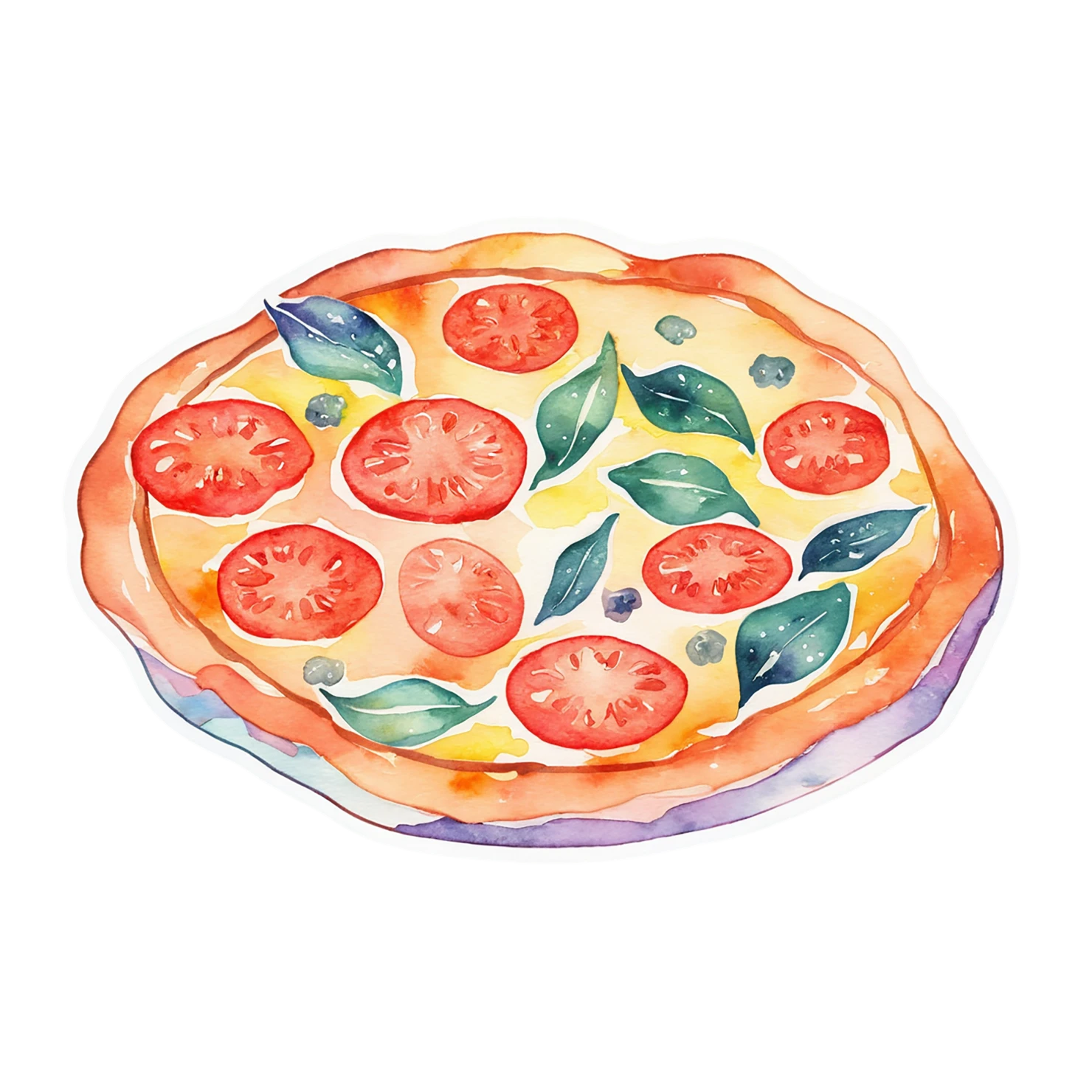 Pizza watercolor sticker isolated on transparent background #20771