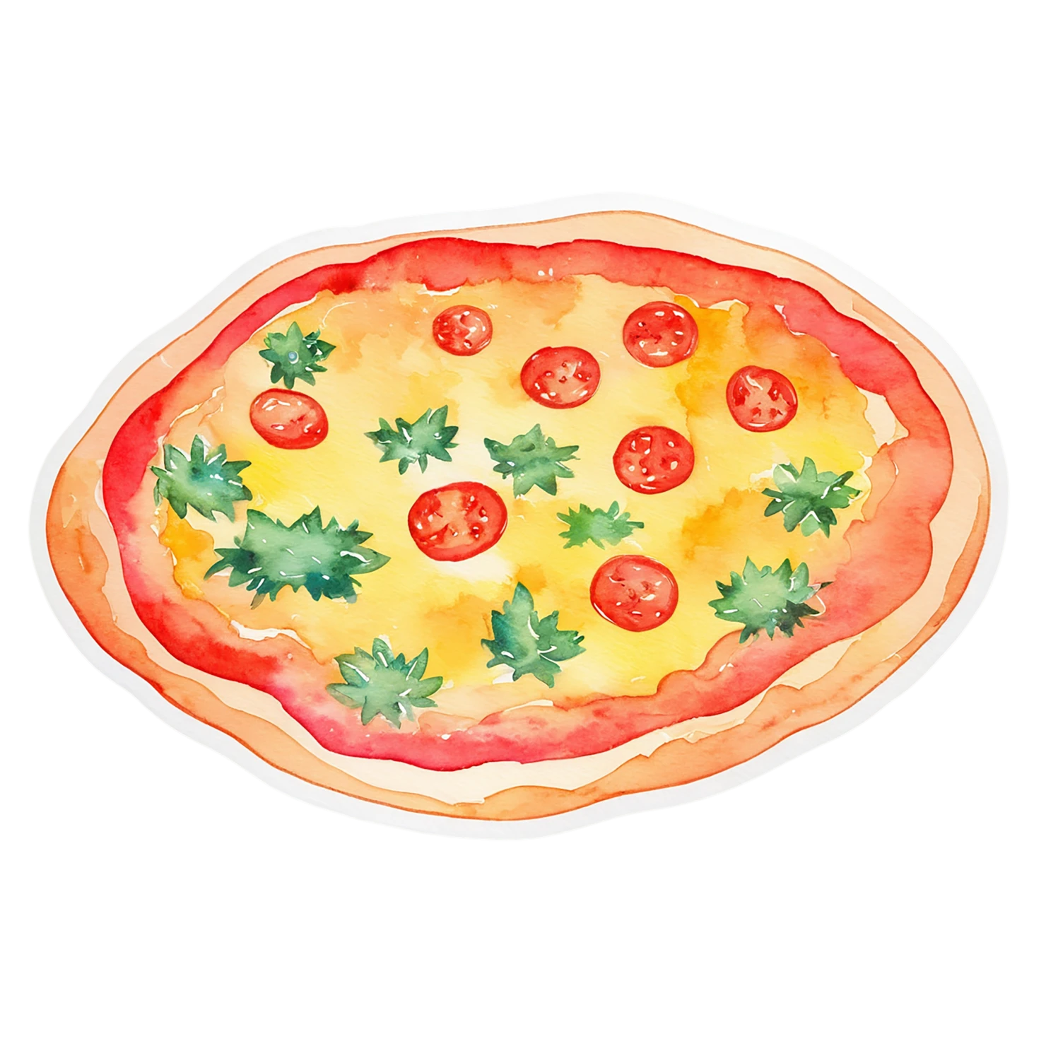 Pizza watercolor sticker isolated on transparent background #20777