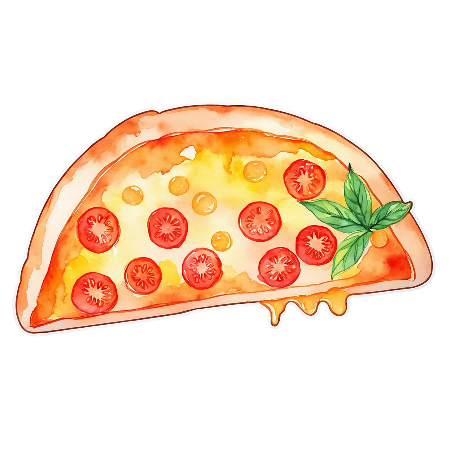 Pizza watercolor sticker isolated on transparent background #20779