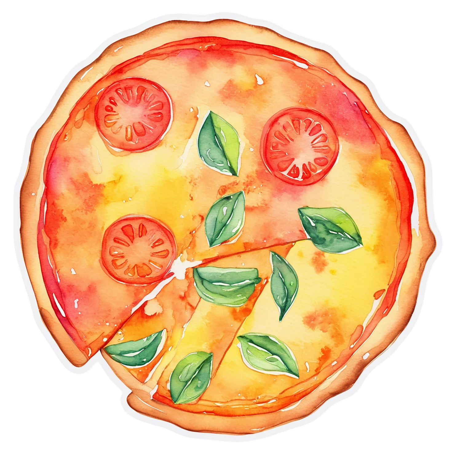 Pizza watercolor sticker isolated on transparent background #20789