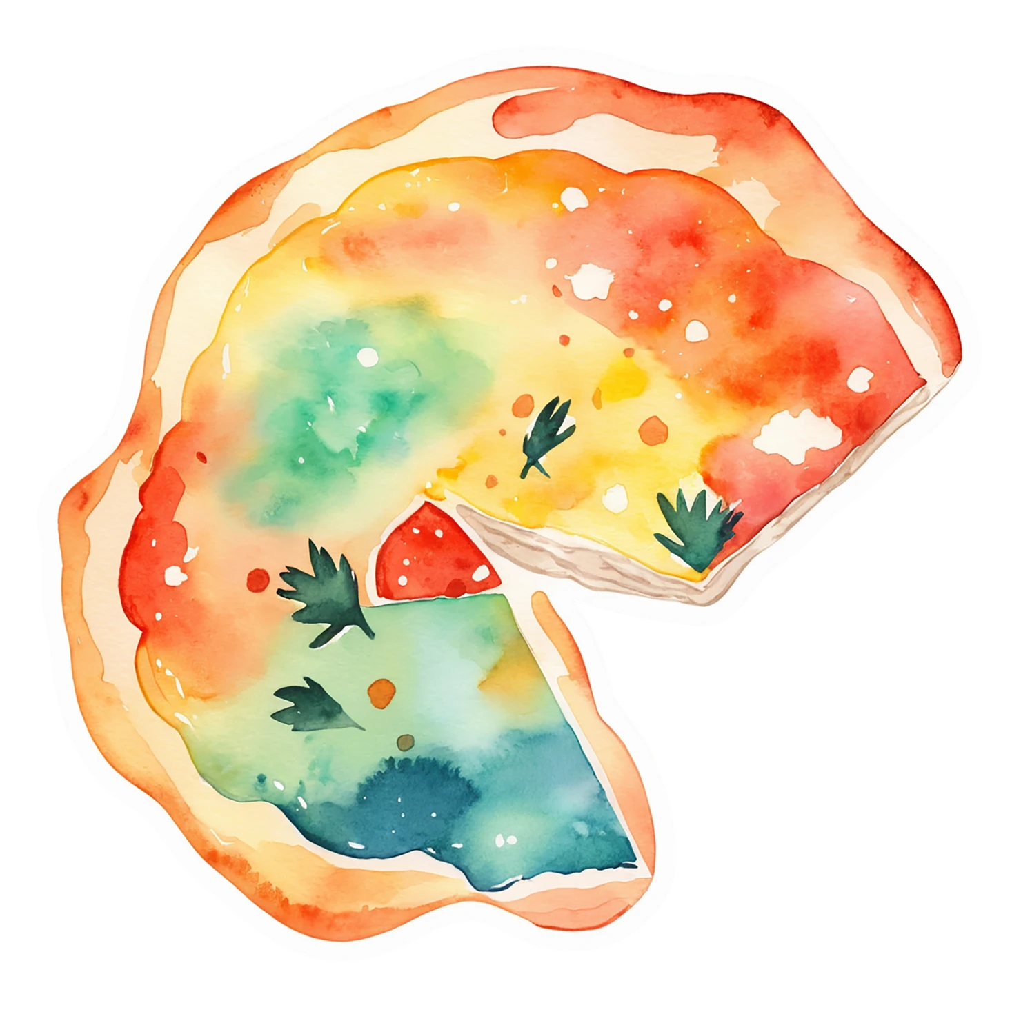 Pizza watercolor sticker isolated on transparent background #20793