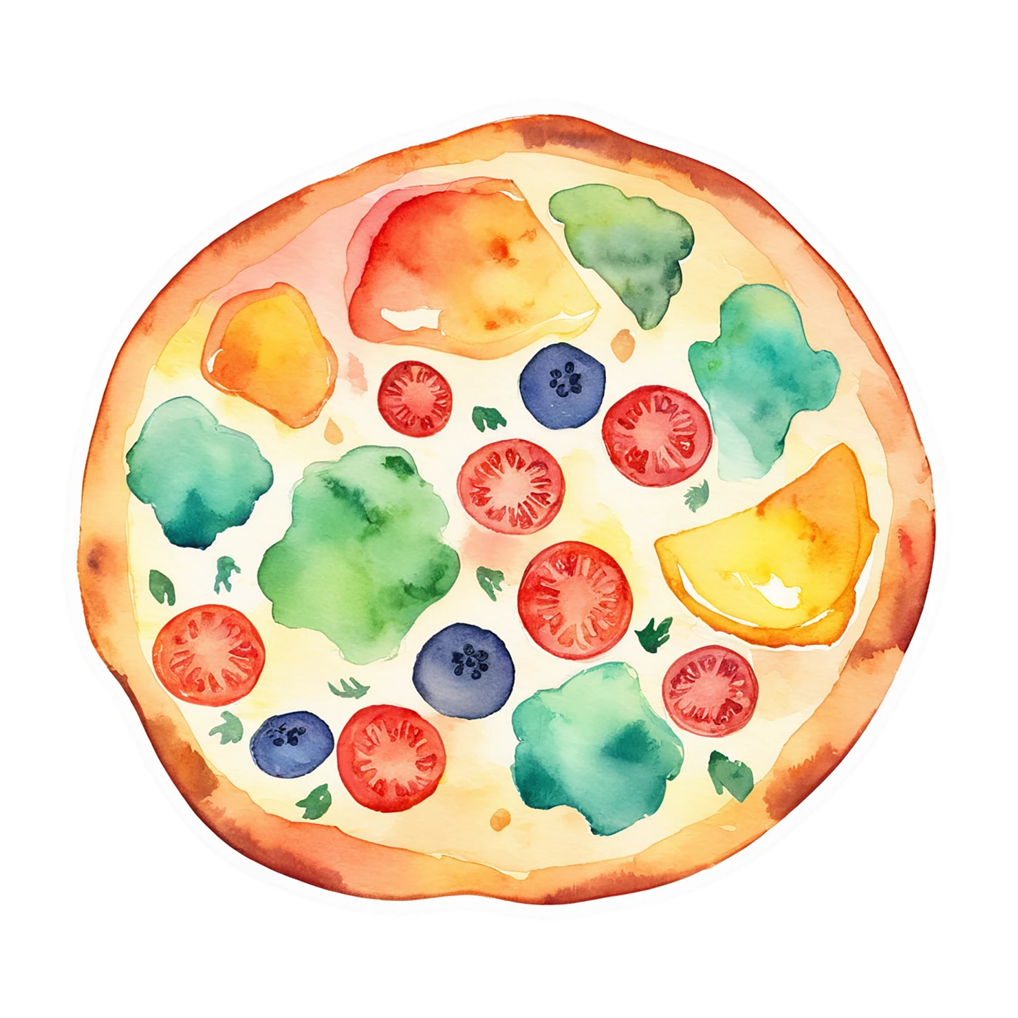 Pizza watercolor sticker isolated on transparent background #20796