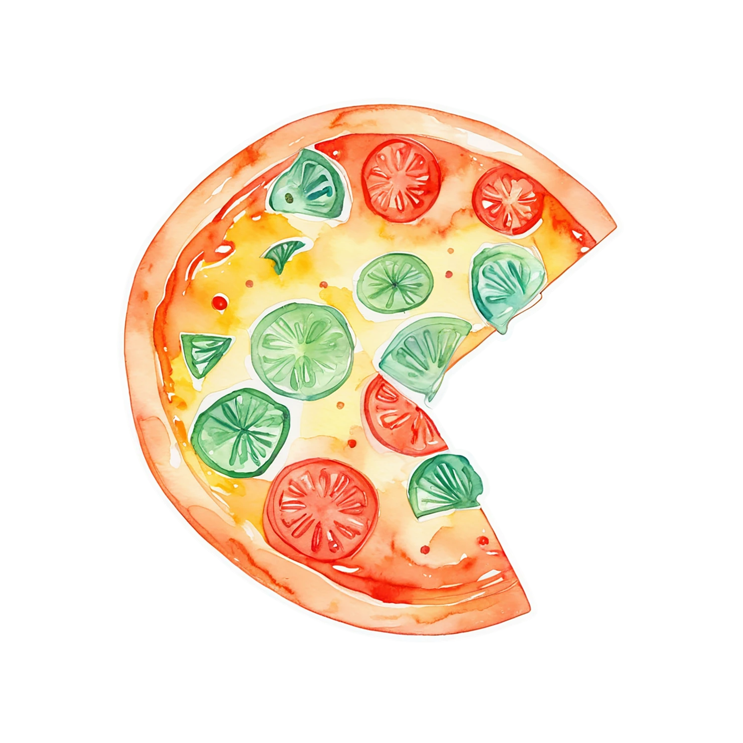 Pizza watercolor sticker isolated on transparent background #20797