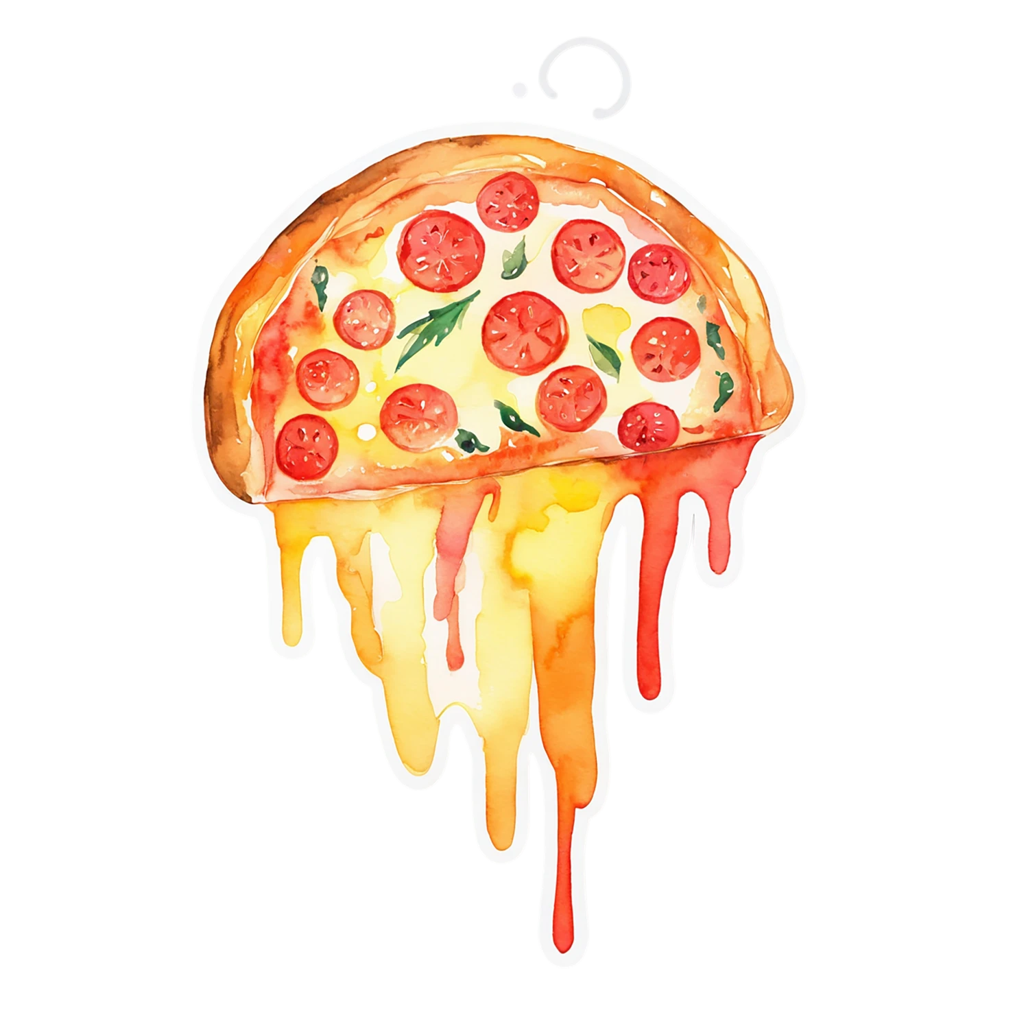 Pizza watercolor sticker isolated on transparent background #20801