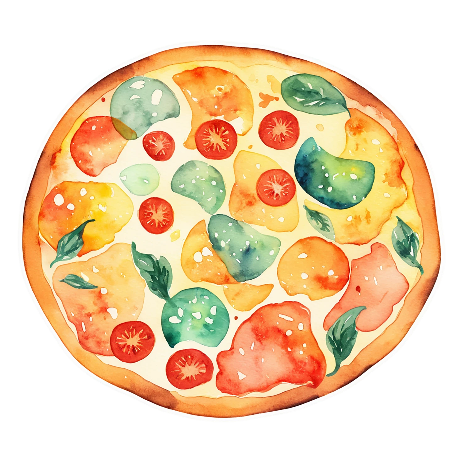 Pizza watercolor sticker isolated on transparent background #20806