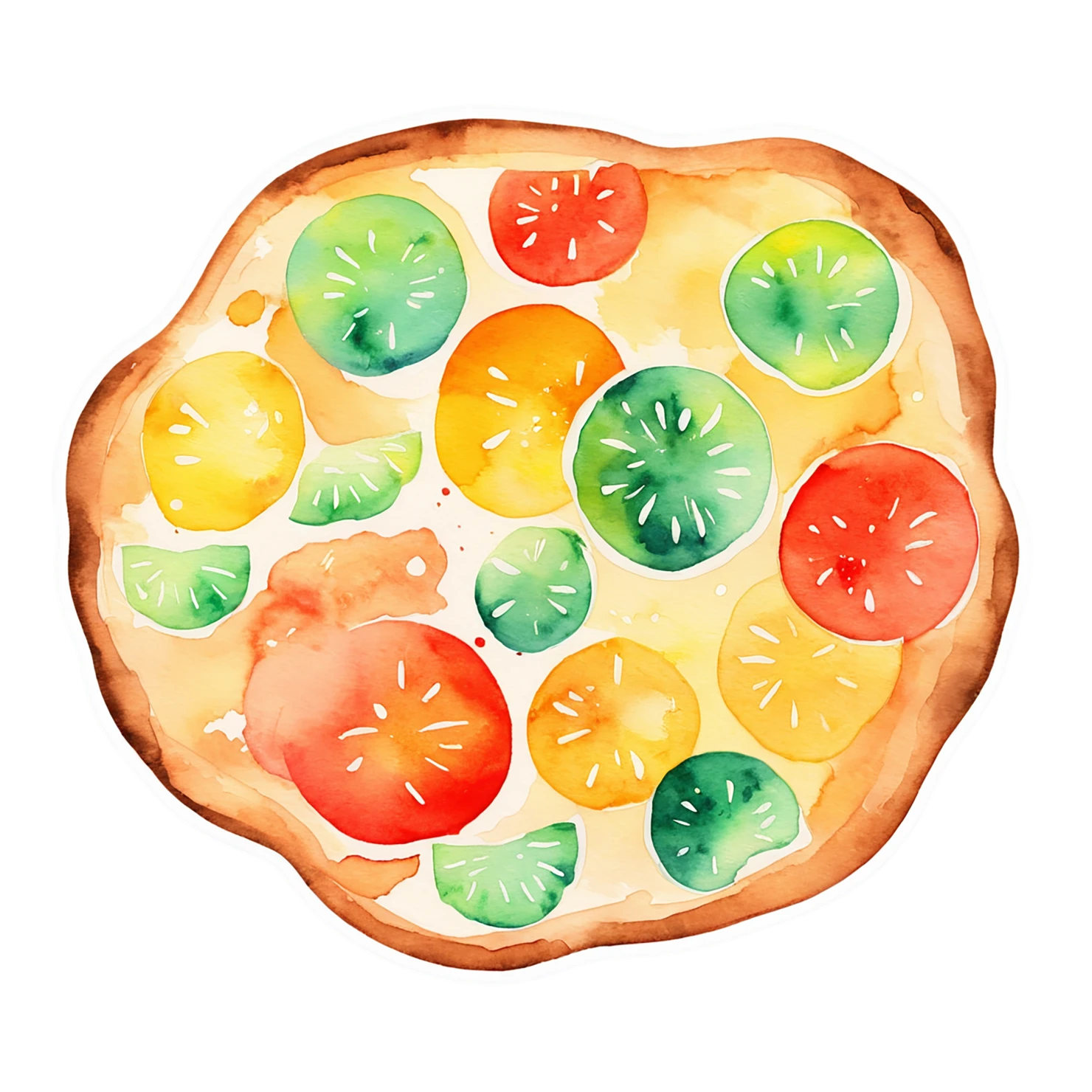 Pizza watercolor sticker isolated on transparent background #20814