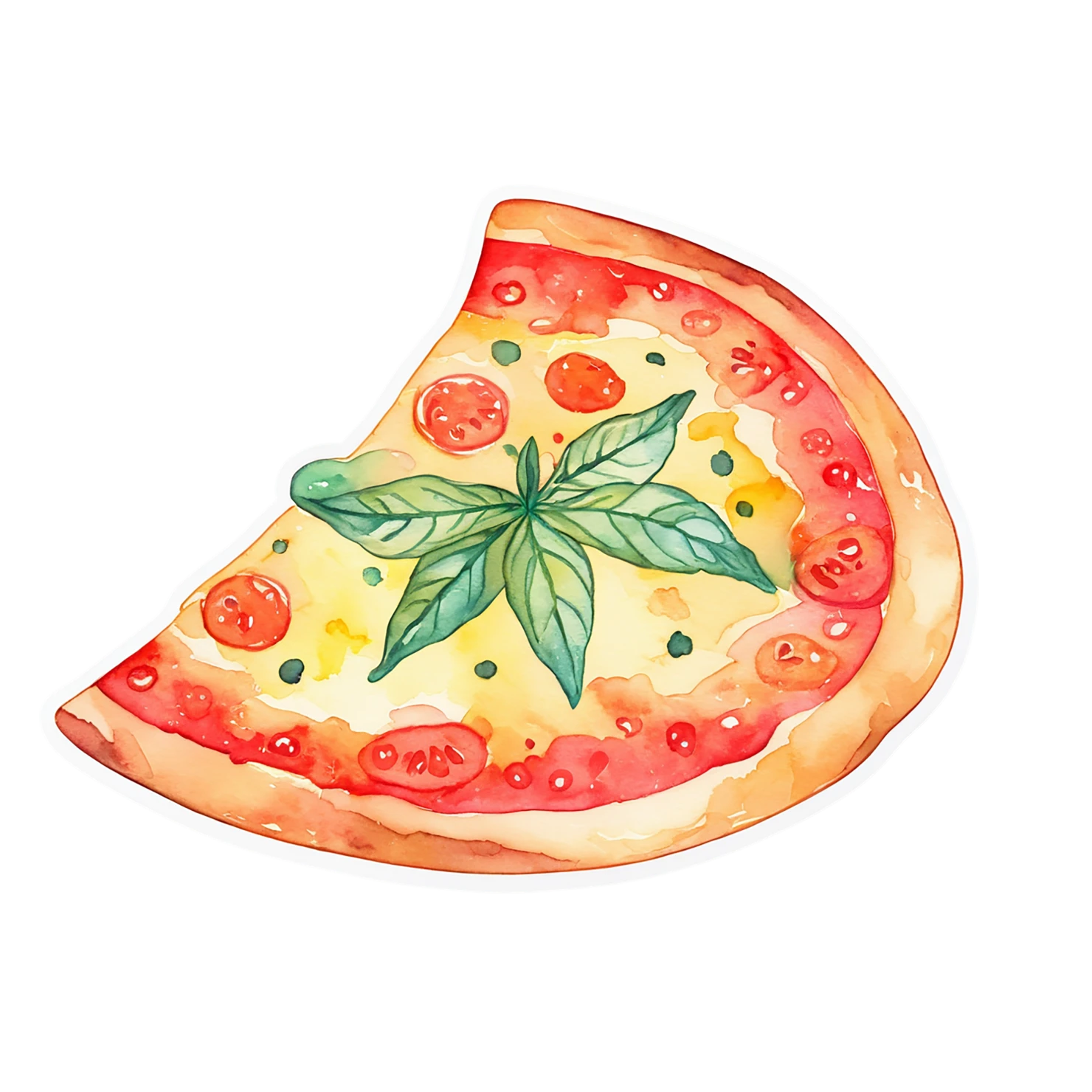 Pizza watercolor sticker isolated on transparent background #20816